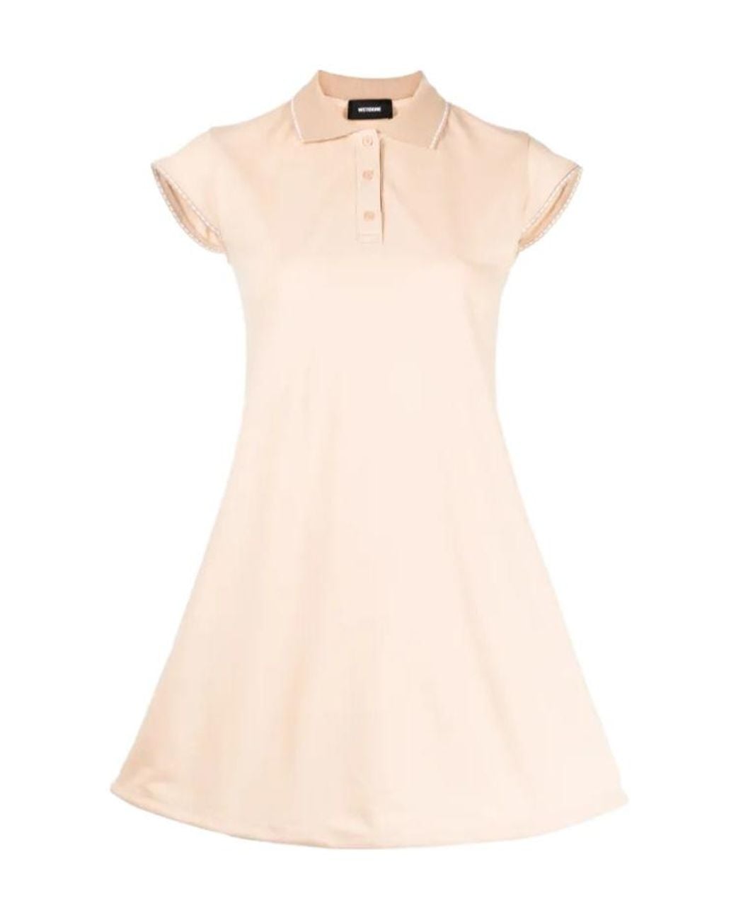 we11done Pink Contrasting-Trim Flared Cotton Dress