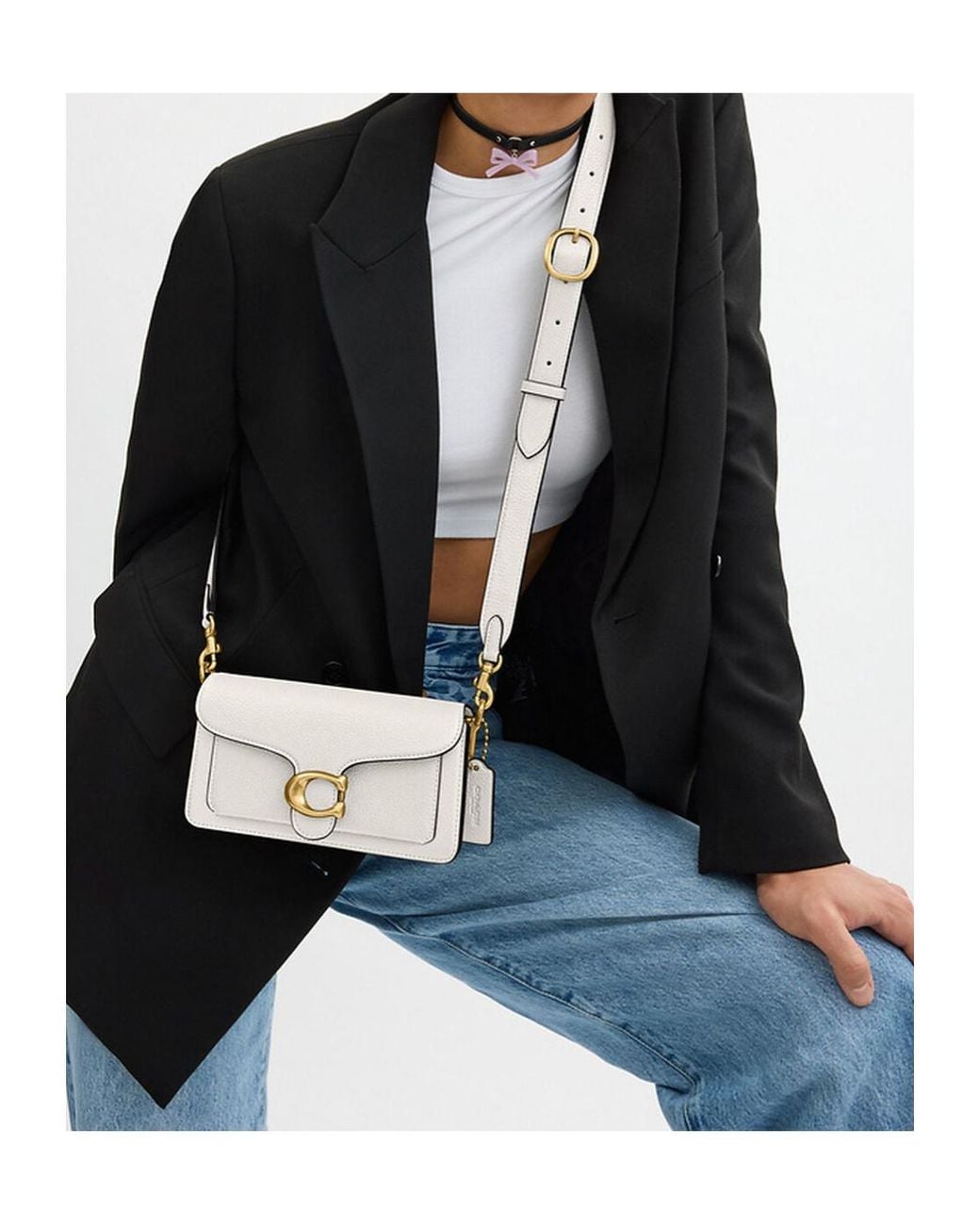 COACH White Flap Shoulder Bag