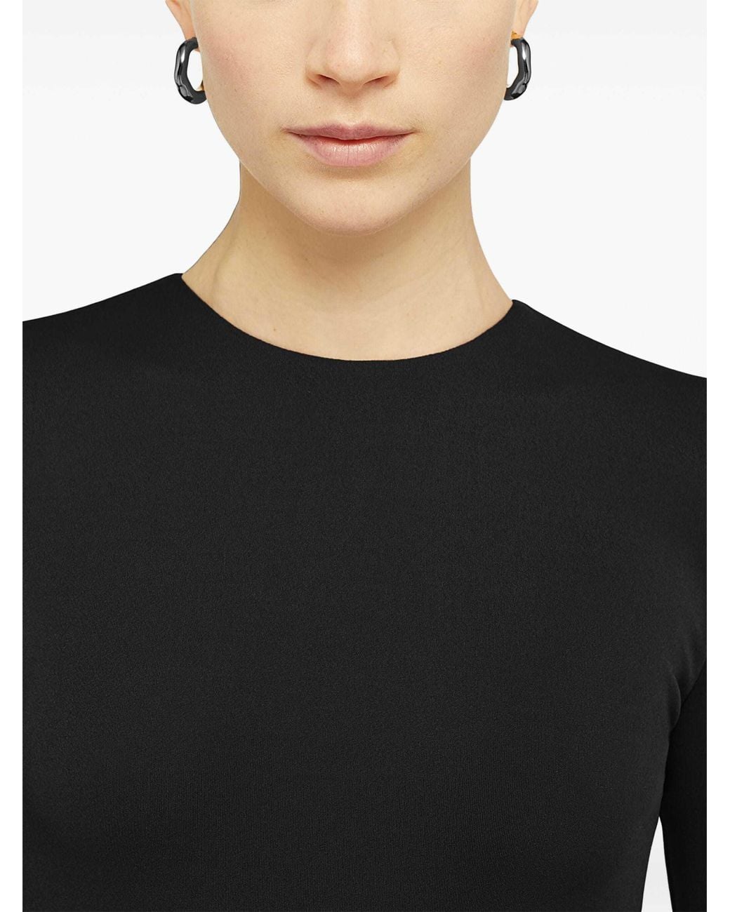 Jil Sander Black Crew-Neck Crepe Dress