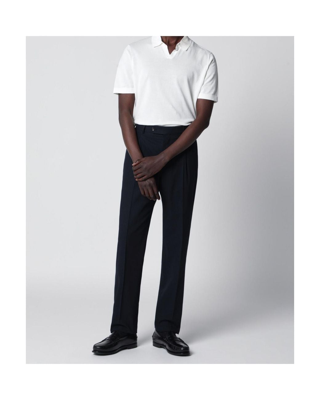PT01 Black Pleated-Detail Trousers for men