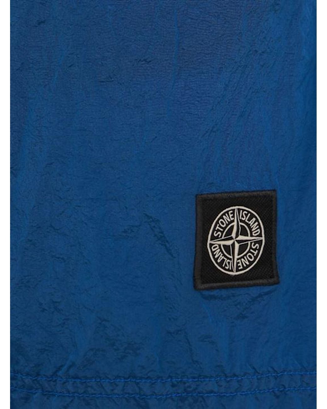Stone Island Blue Logo Nylon Shorts for men