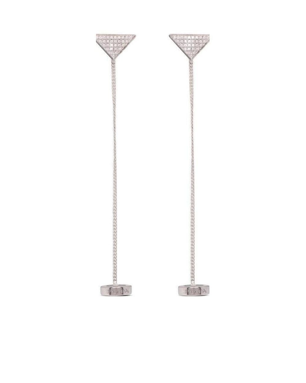 Prada White Crystal Logo Jewels Airpods's Pendant Earrings