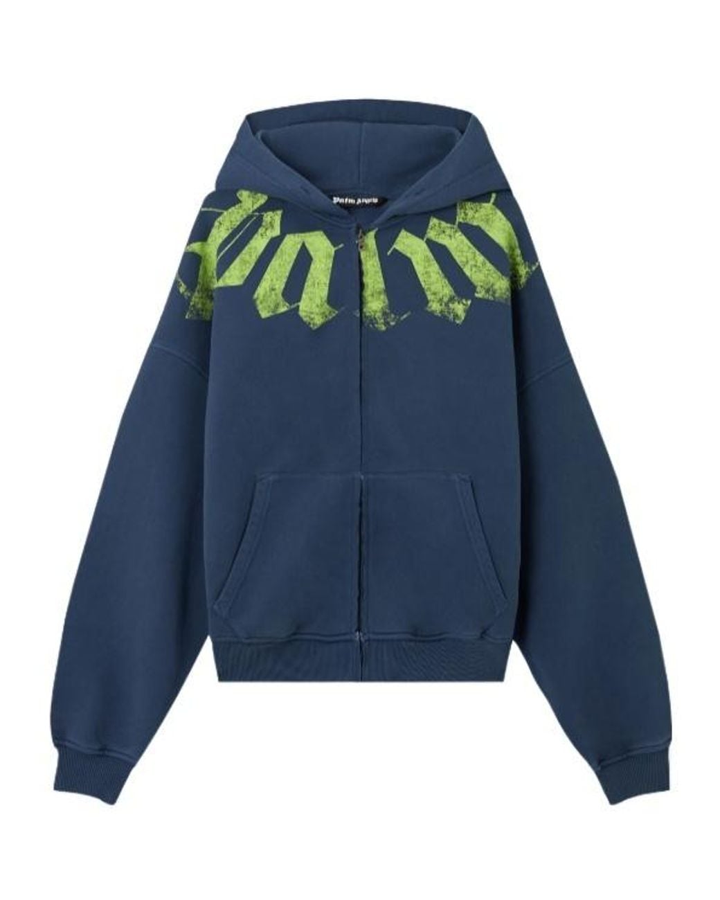 Palm Angels Blue Big Neck Logo-Print Zip-Up Hoodie for men