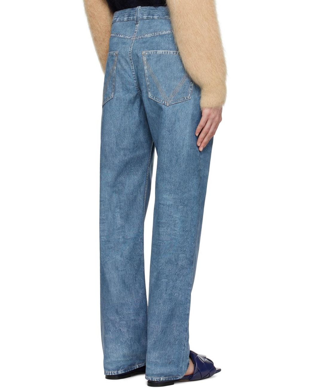 Bottega Veneta Blue Straight-Leg Leather Jeans