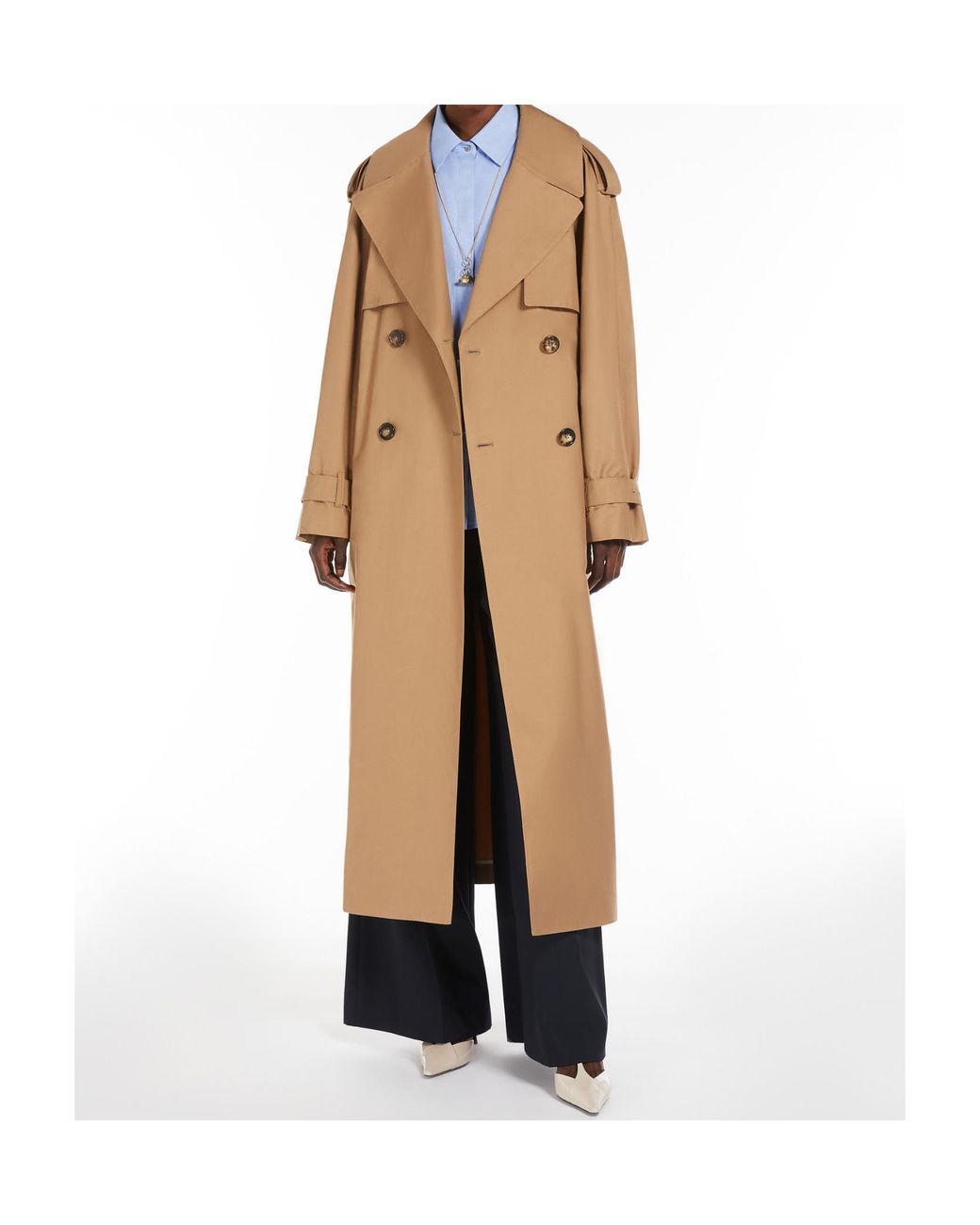 Max Mara Natural Double-Breasted Belted Trench Coat