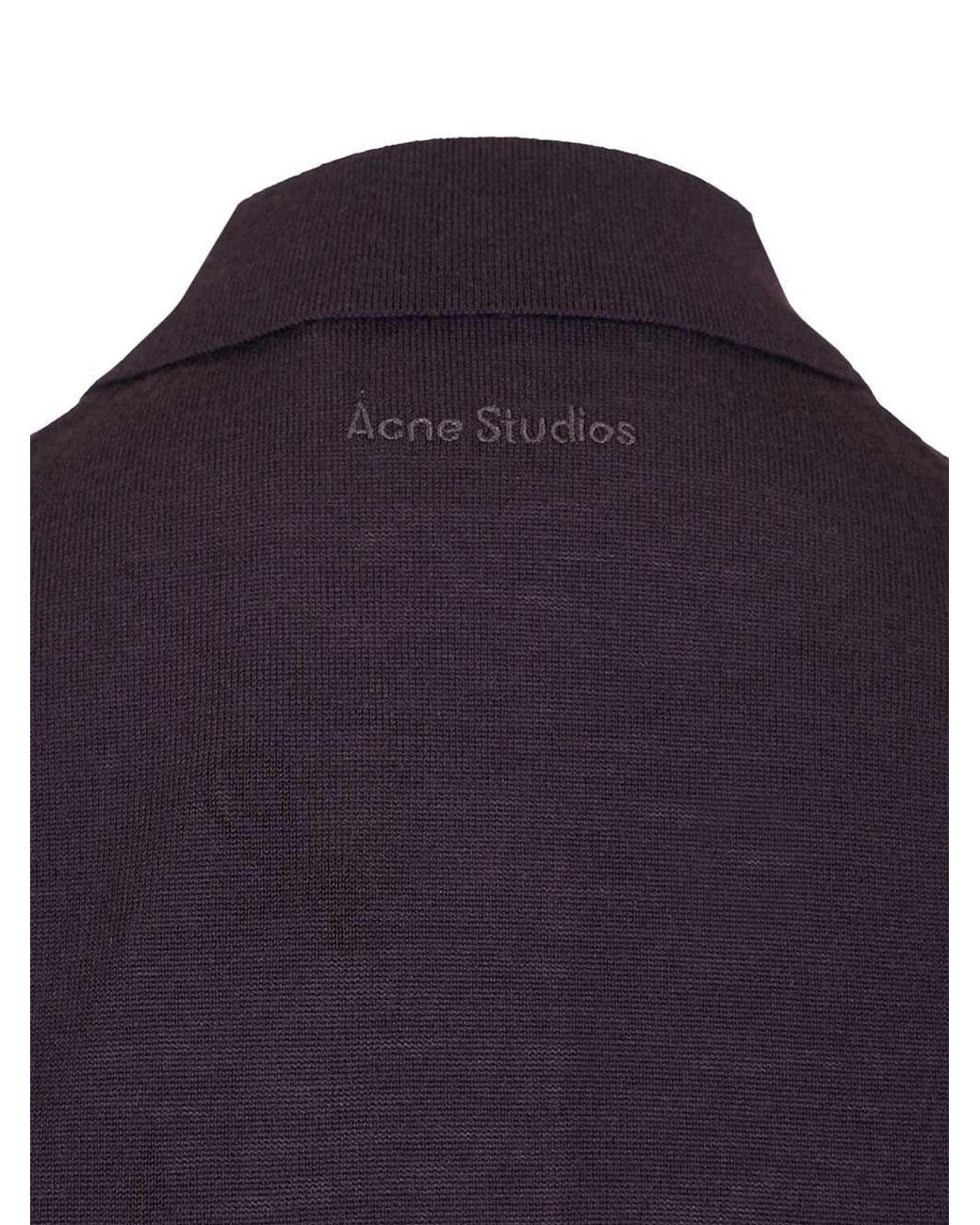 Acne Blue Contrast Trim Polo Knitted Top