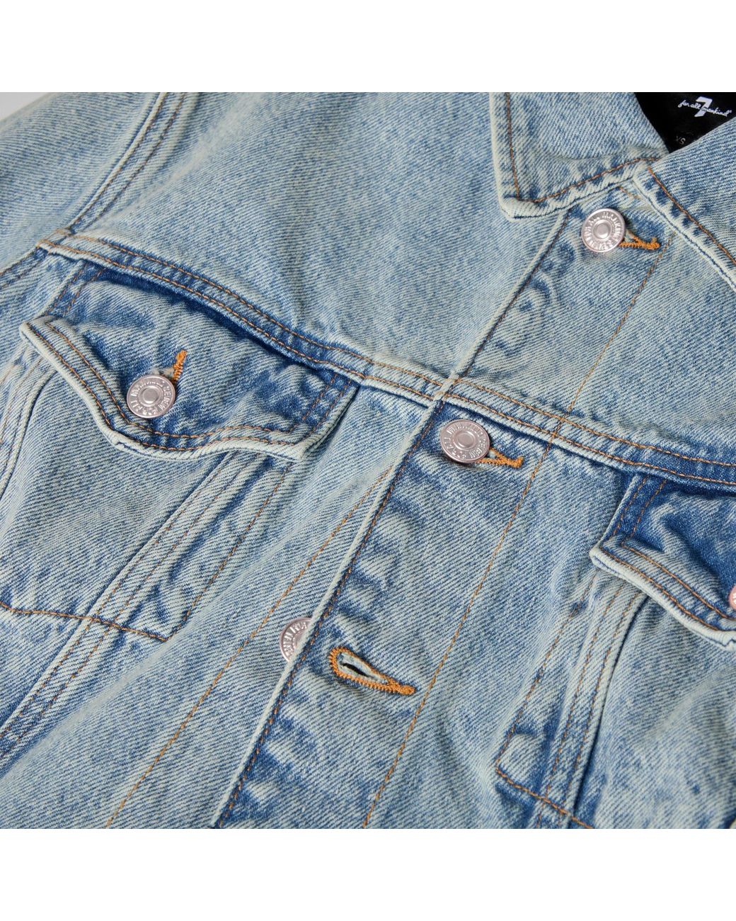 7 For All Mankind Blue Button-Front Denim Jacket