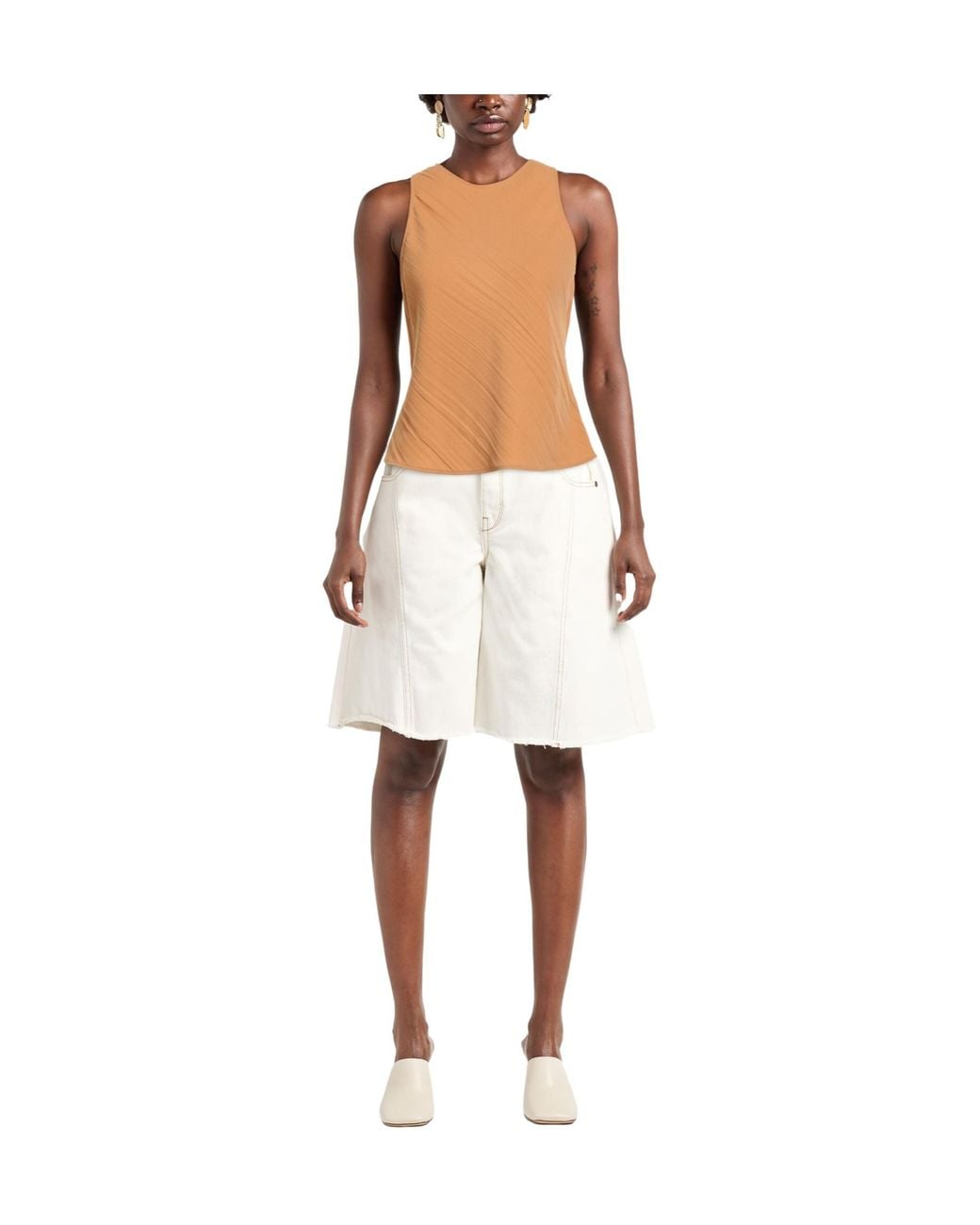 MAX&Co. Brown Crew-Neck Sleeveless Top
