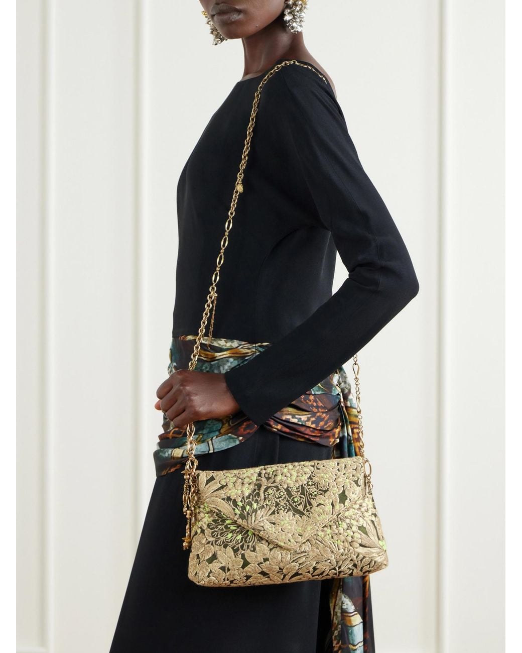 Dries Van Noten Natural Floral-Jacquard Shoulder Bag