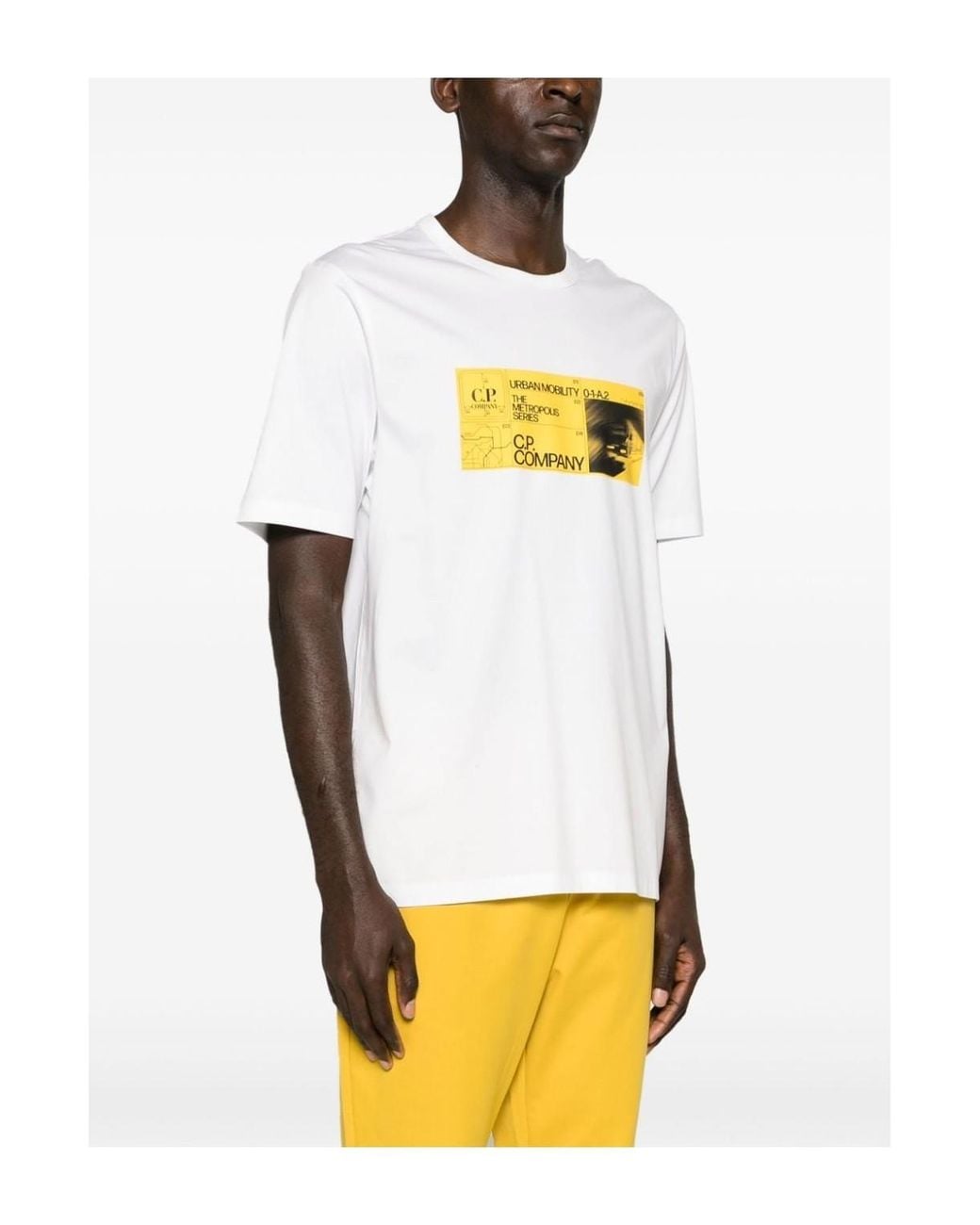 C P Company White Graphic-Print Cotton T-Shirt for men