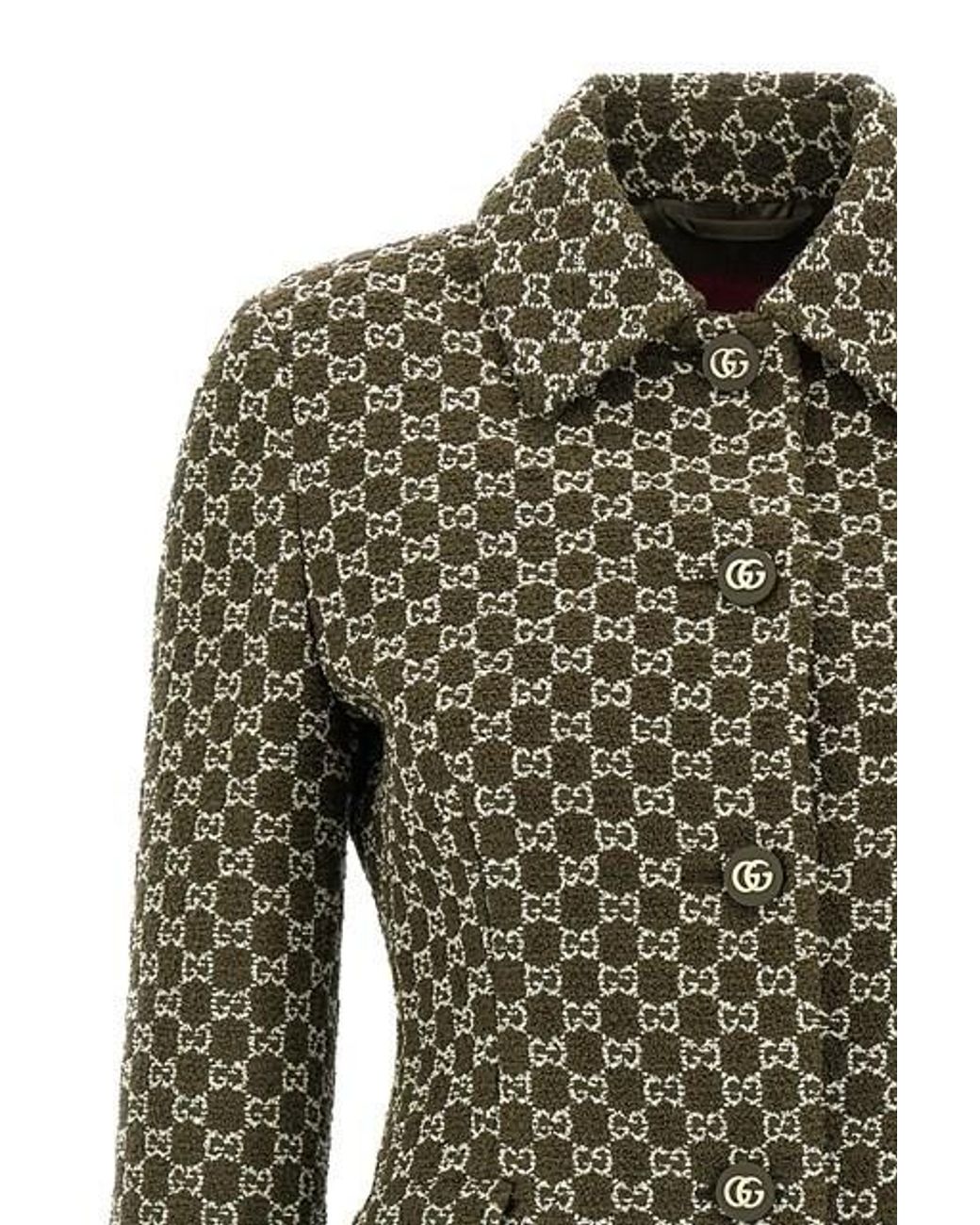 Gucci Green Gg Bouclé Cotton Jacket
