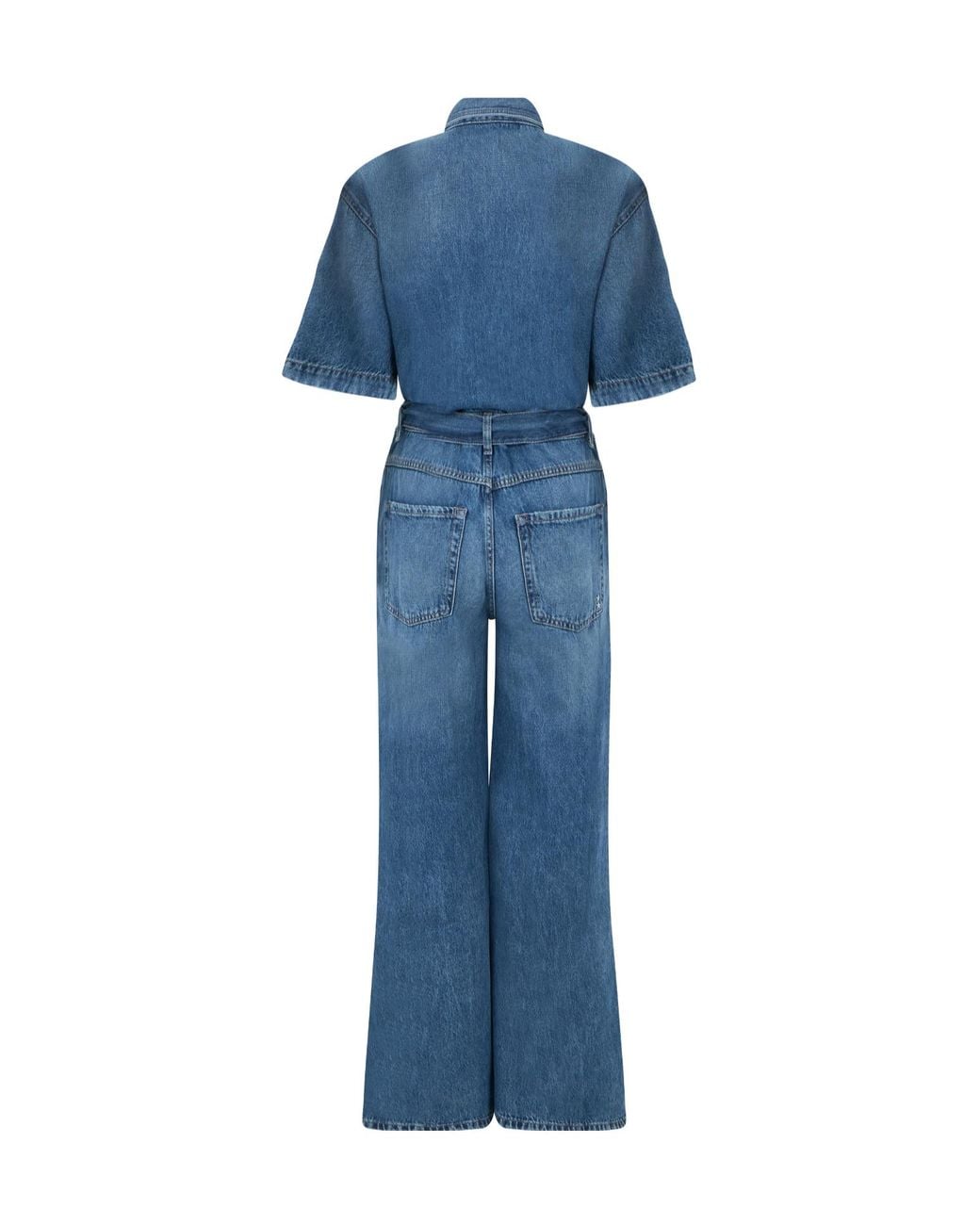 ICON DENIM Blue Belted Wide-Leg Jumpsuit