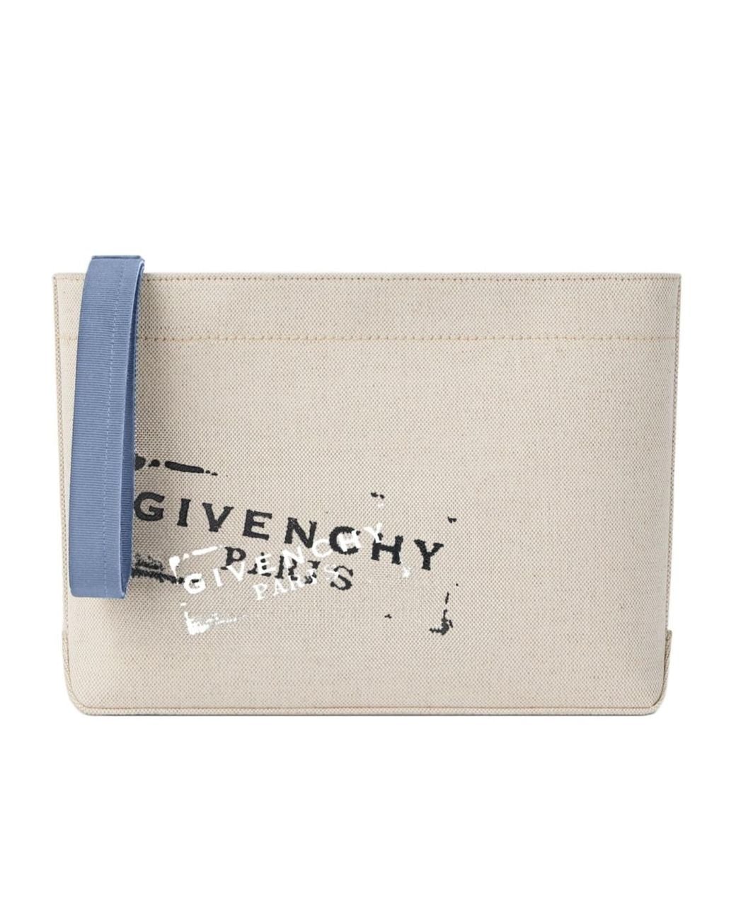 Givenchy Natural Paris Stamped Zipped Clutch Bag for men