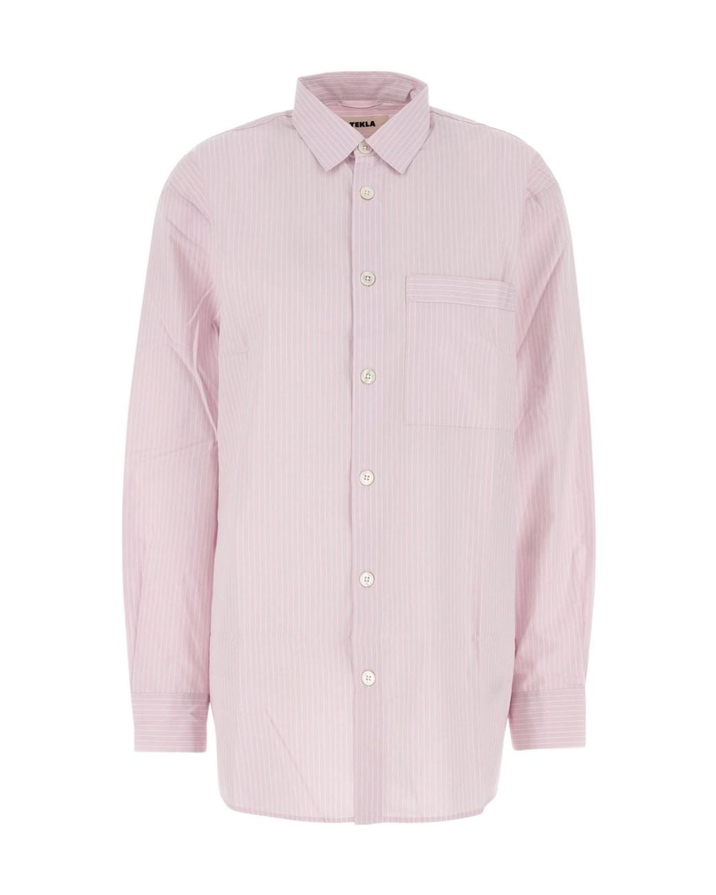 Tekla Pink Poplin Oversized Pyjama Shirt