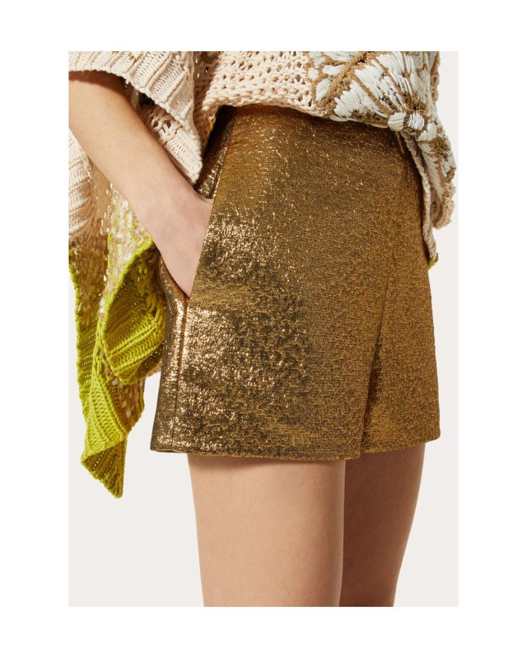 Valentino Natural Vgold Metallic Shorts