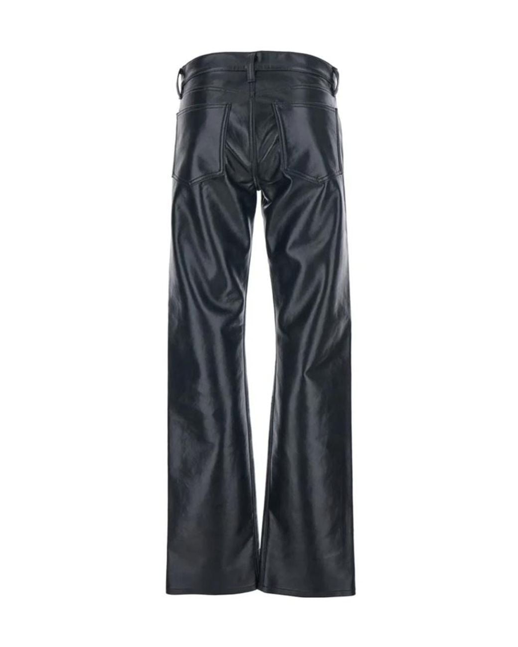 Agolde Blue Leather-Blend Straight-Leg Pants