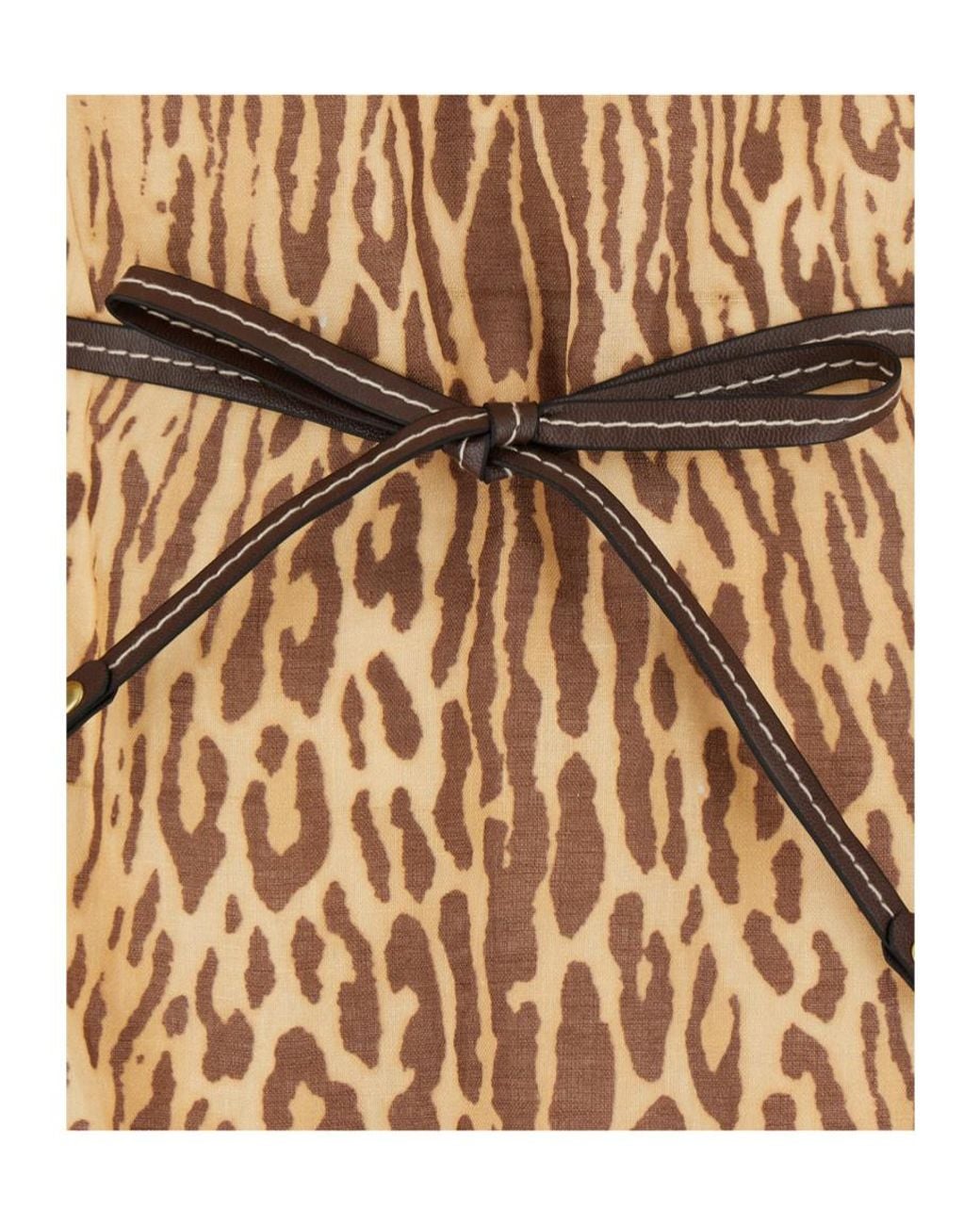Zimmermann Natural Animal Print Mandarin Collar Dress