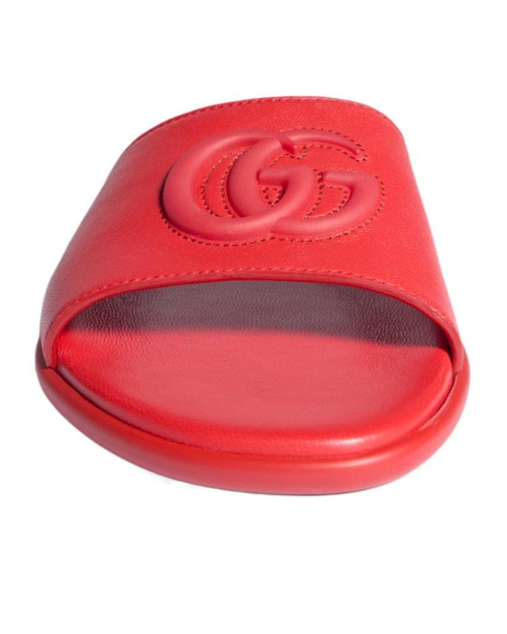 Gucci Red Slide Sandal With Double G