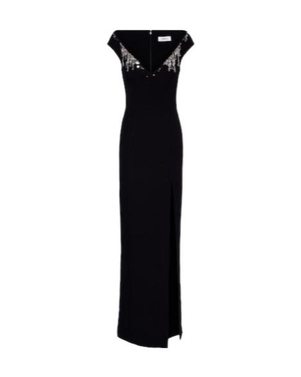 Safiyaa Black Lucrezia Embellished Crêpe Gown