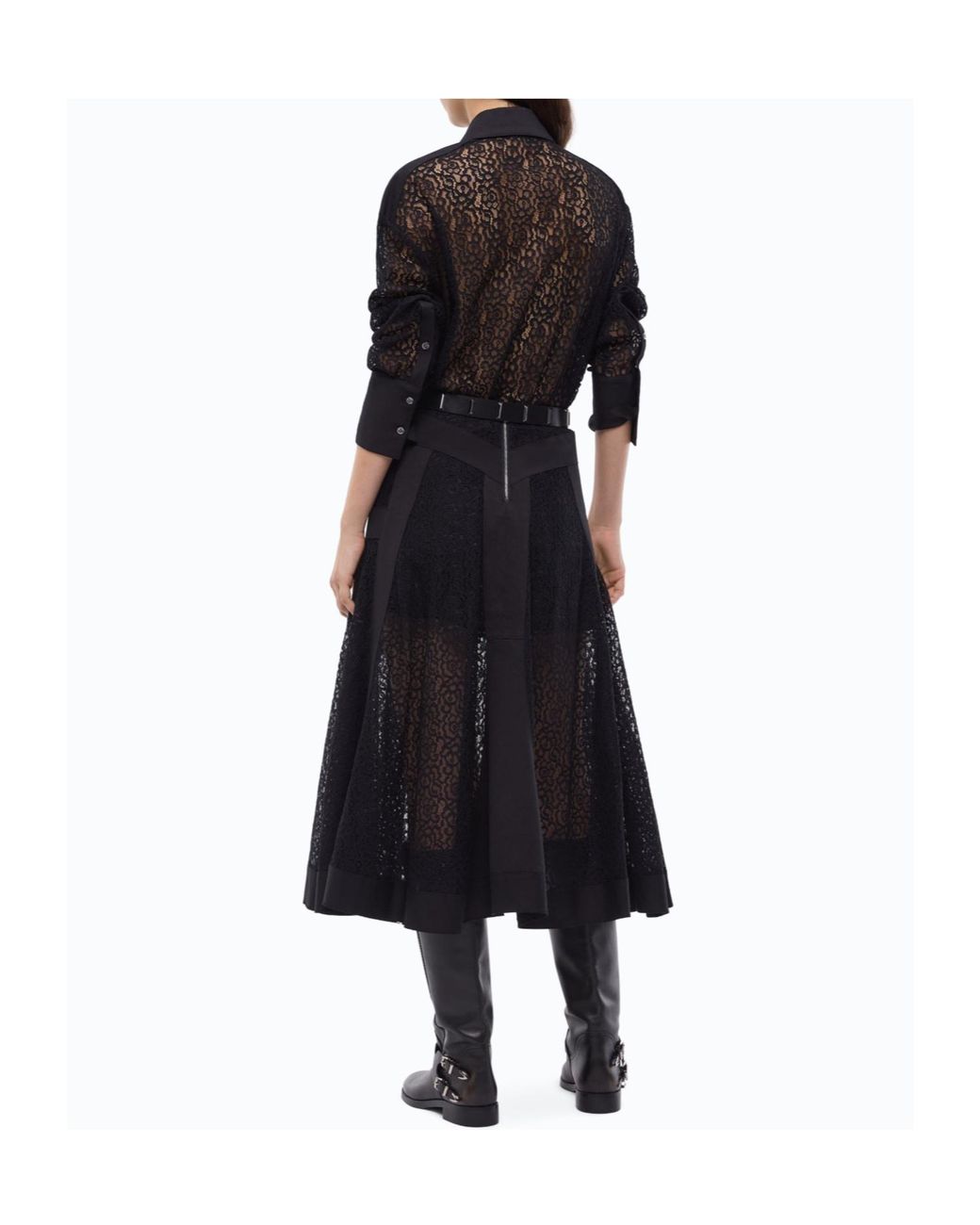 Pinko Black Lace-Panel Zip-Pocket Shirt