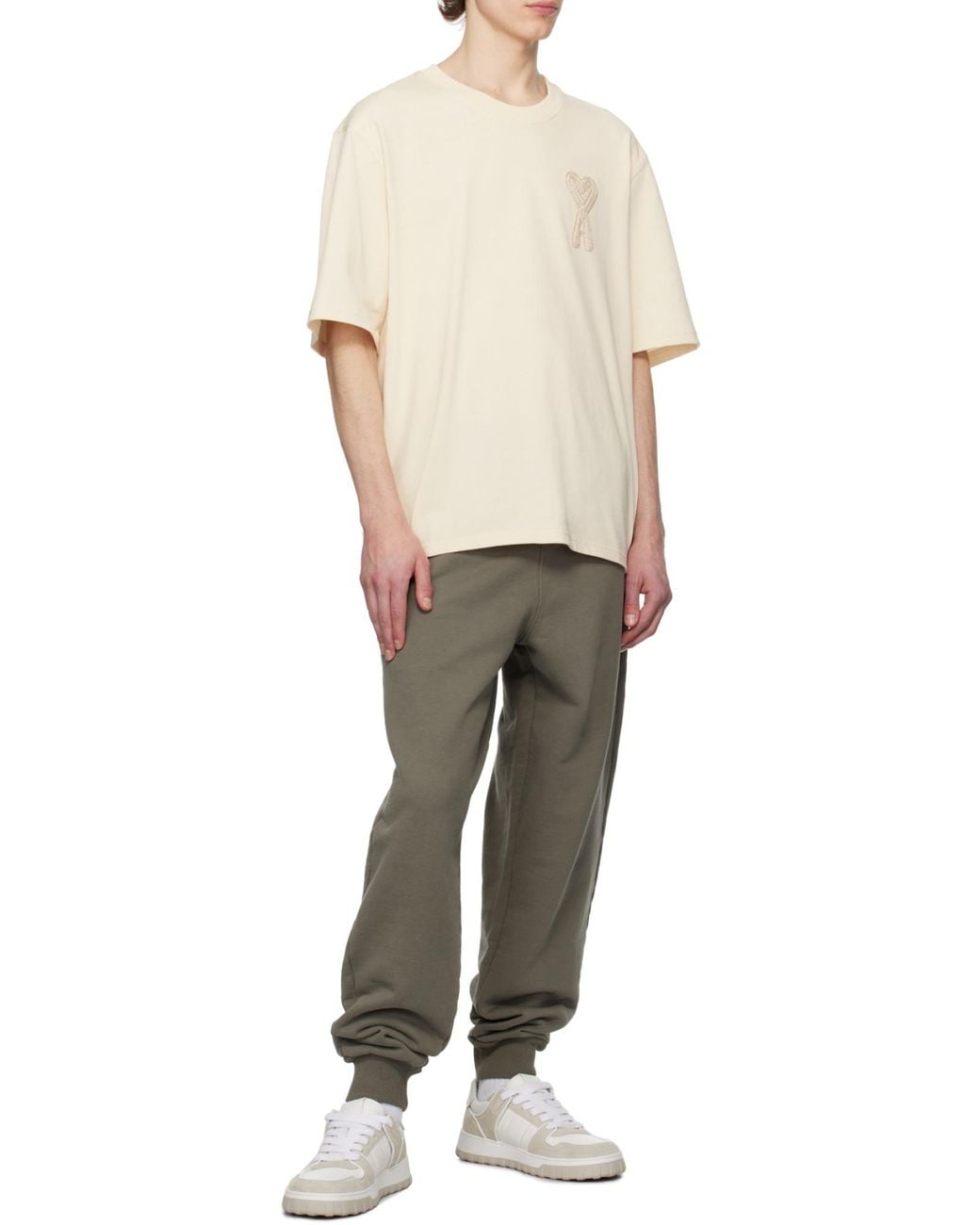 AMI Gray Ami Ami De Coeur Drawstring Track Pants for men