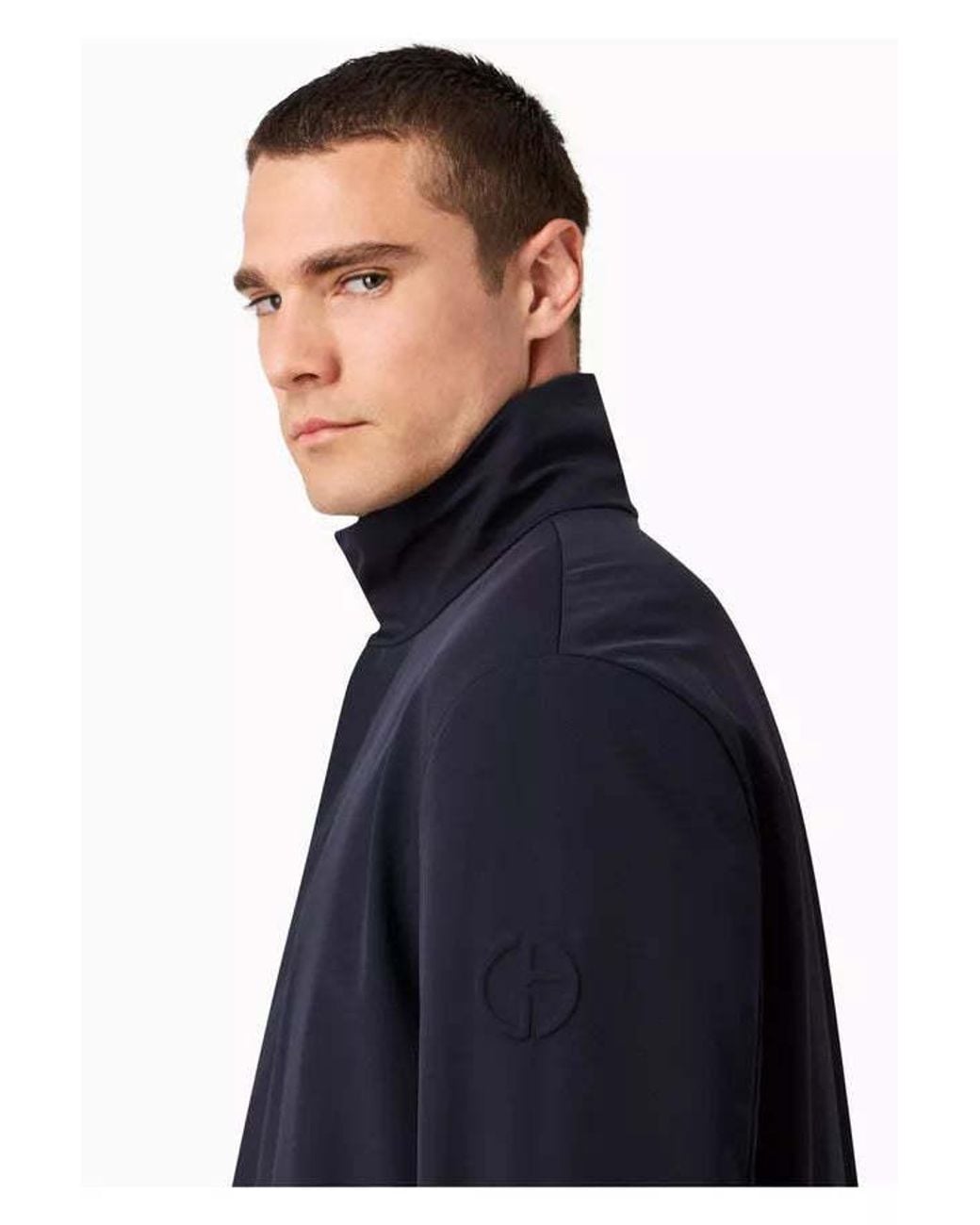 Giorgio Armani Blue Concealed Fastened Straight Hem Parka for men