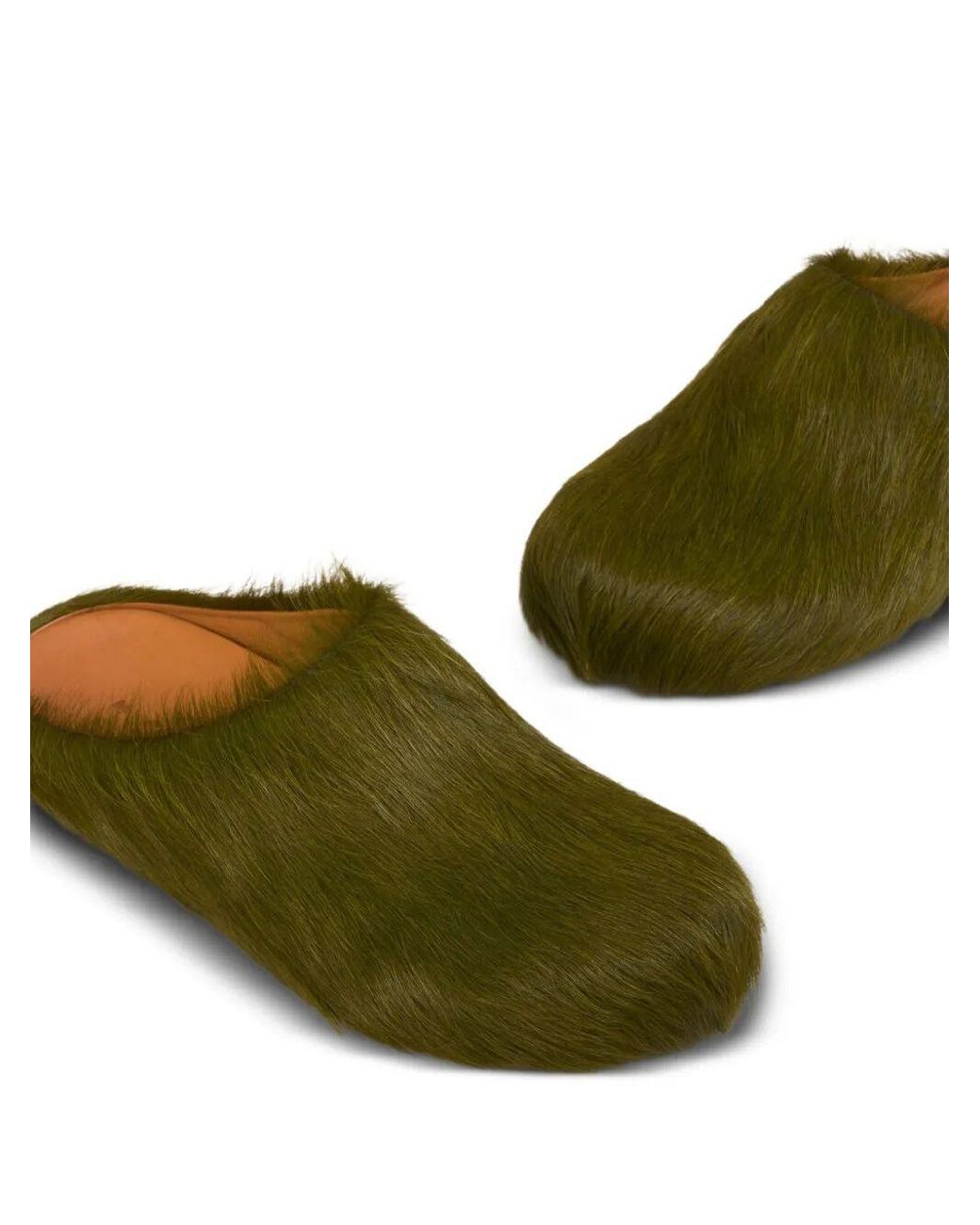 Marni Green Deep Long Hair Calfskin Fussbett Sabot