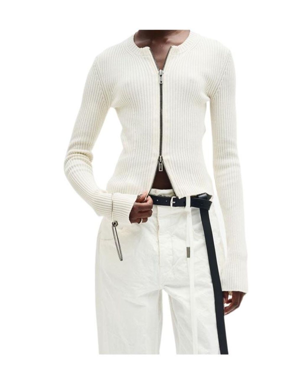 Ann Demeulemeester White Terna Zip-Up Cardigan