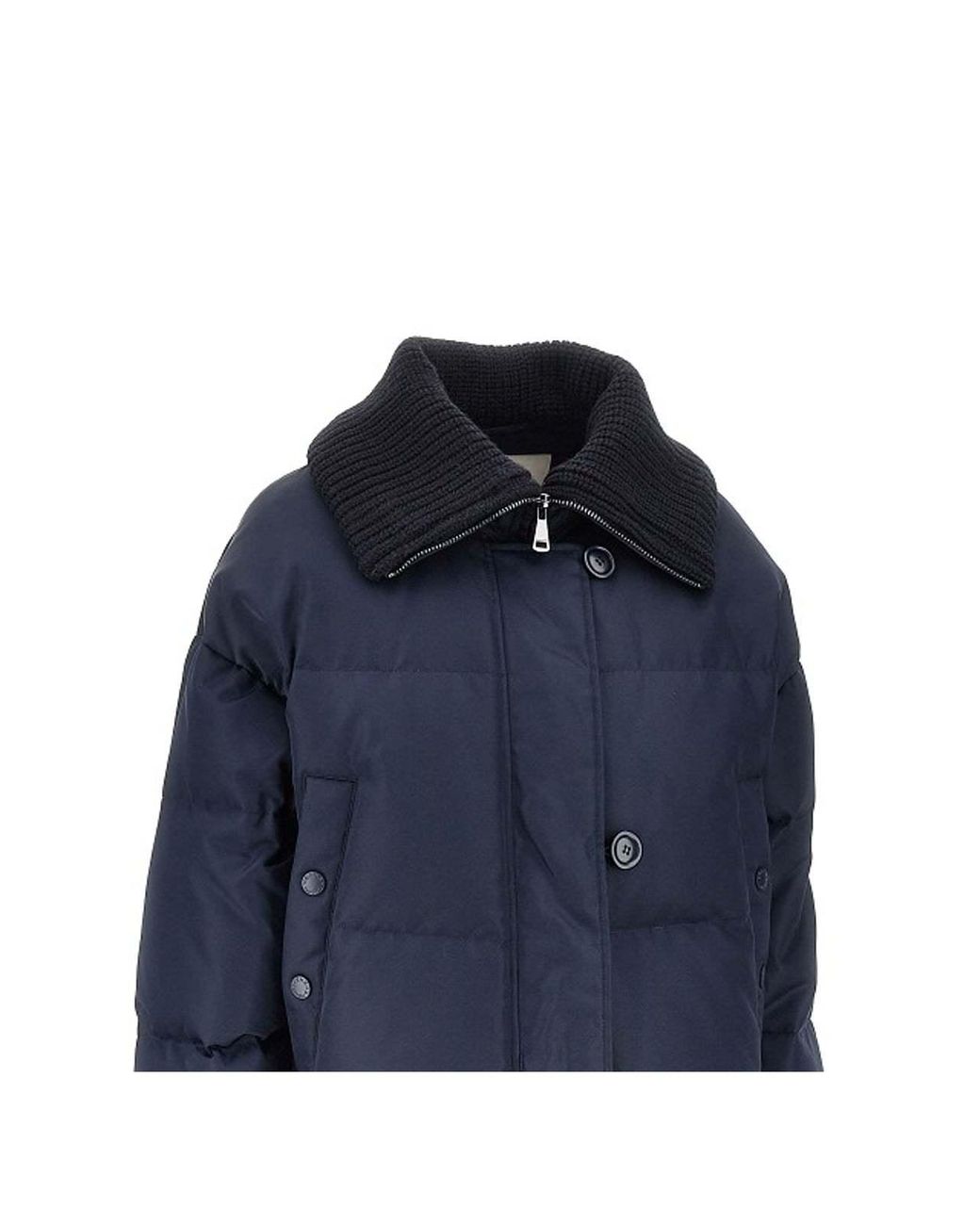 Weekend by Maxmara Blue Ribbed Collar Down Jacket
