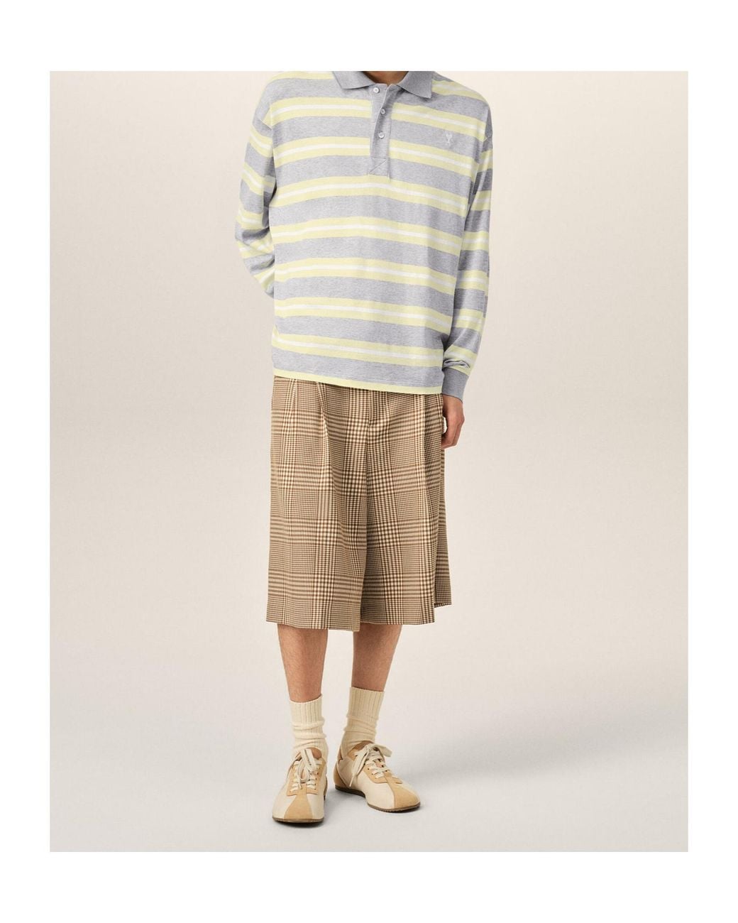 AMI White Ami Striped Polo Shirt for men