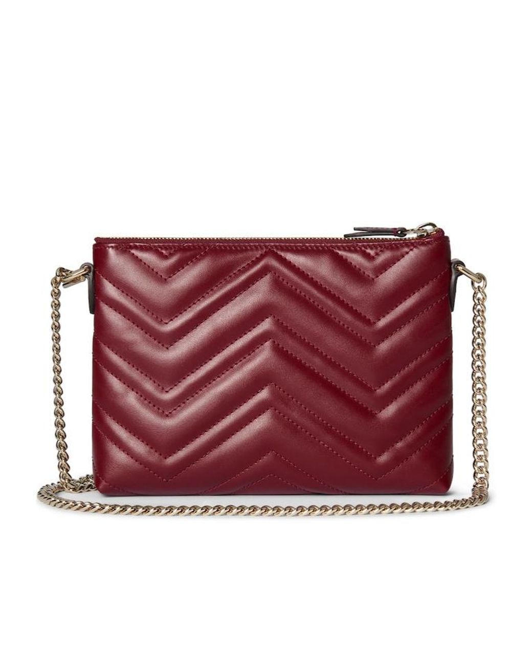 Gucci Red Gg Marmont Pochette With Chain