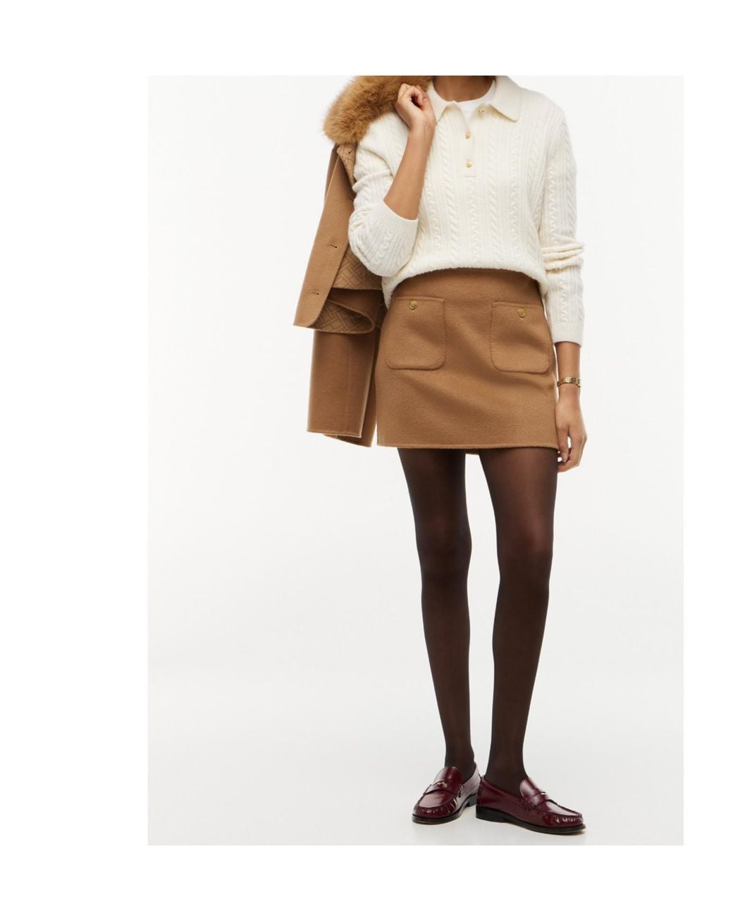 Tommy Hilfiger Brown Button-Embellished Mini Skirt