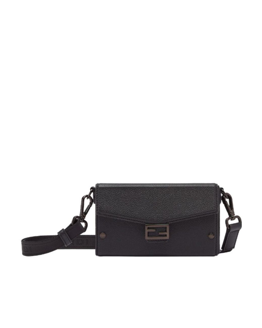 Fendi Black Baguette Soft Trunk Phone Pouch for men