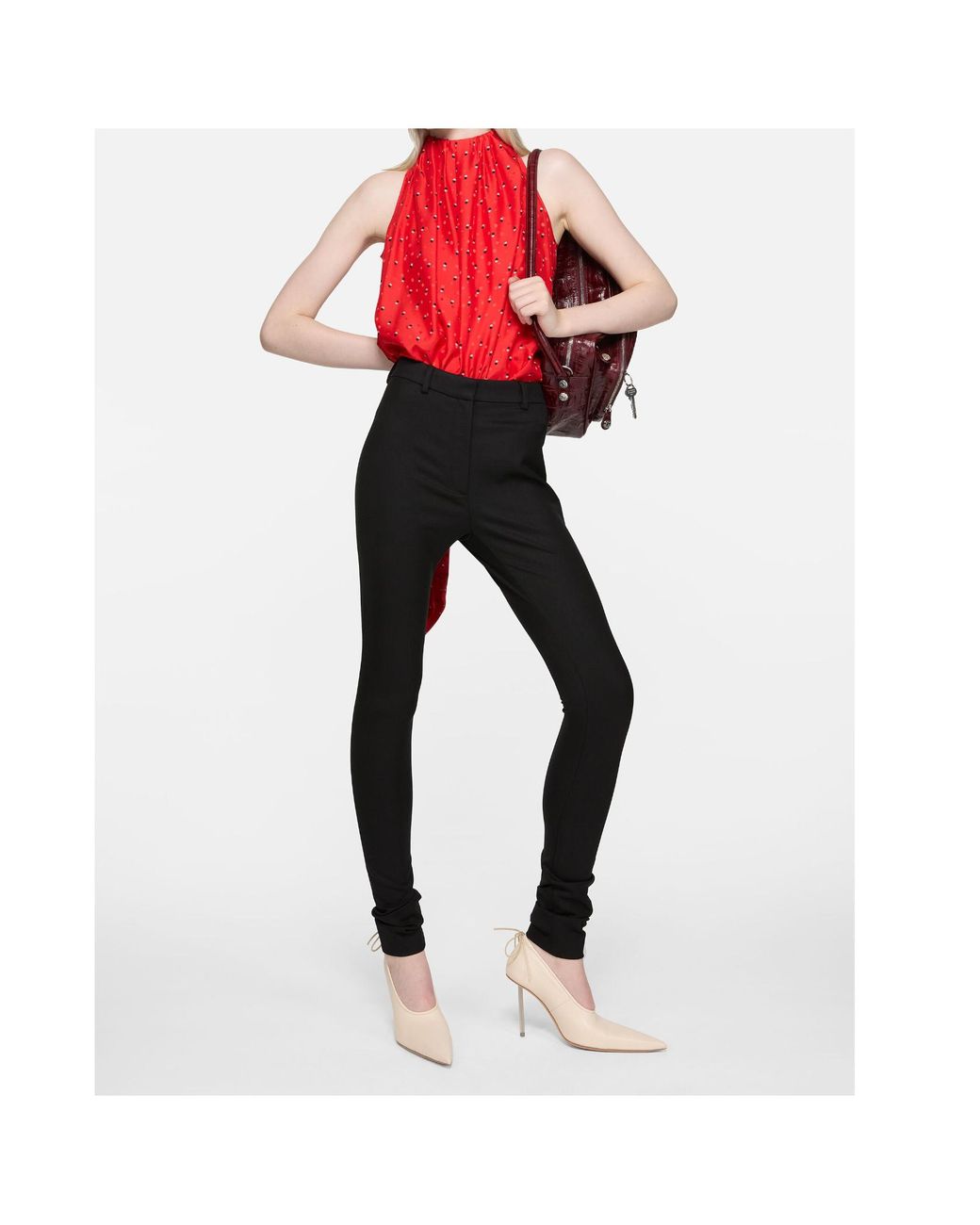 Acne Red Bow-Detail Asymmetric Top