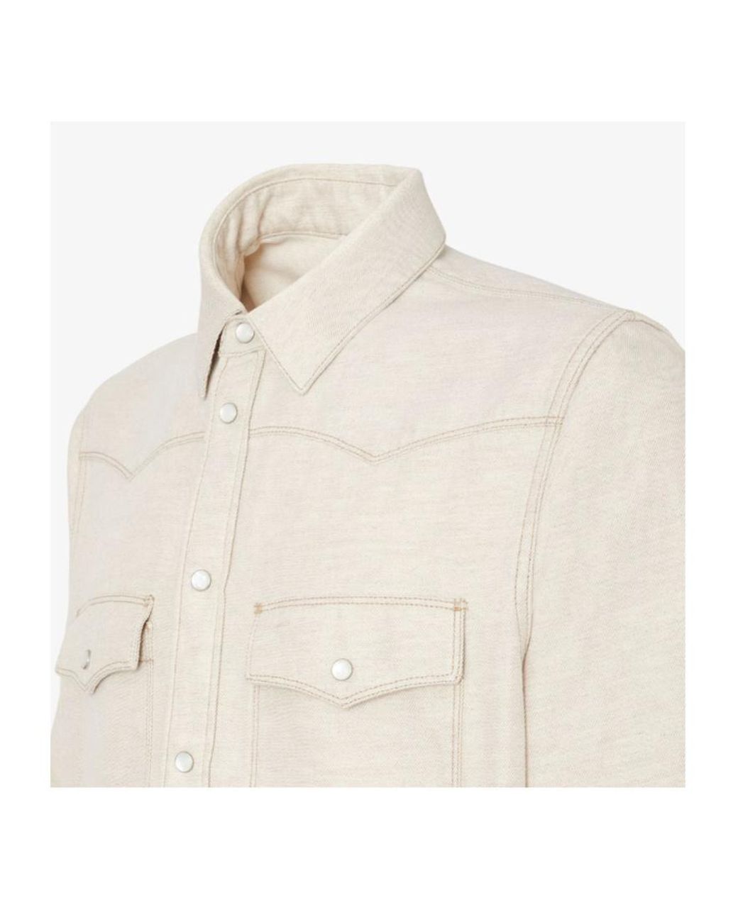 Fendi White Long Sleeved Western Denim Shirt for men