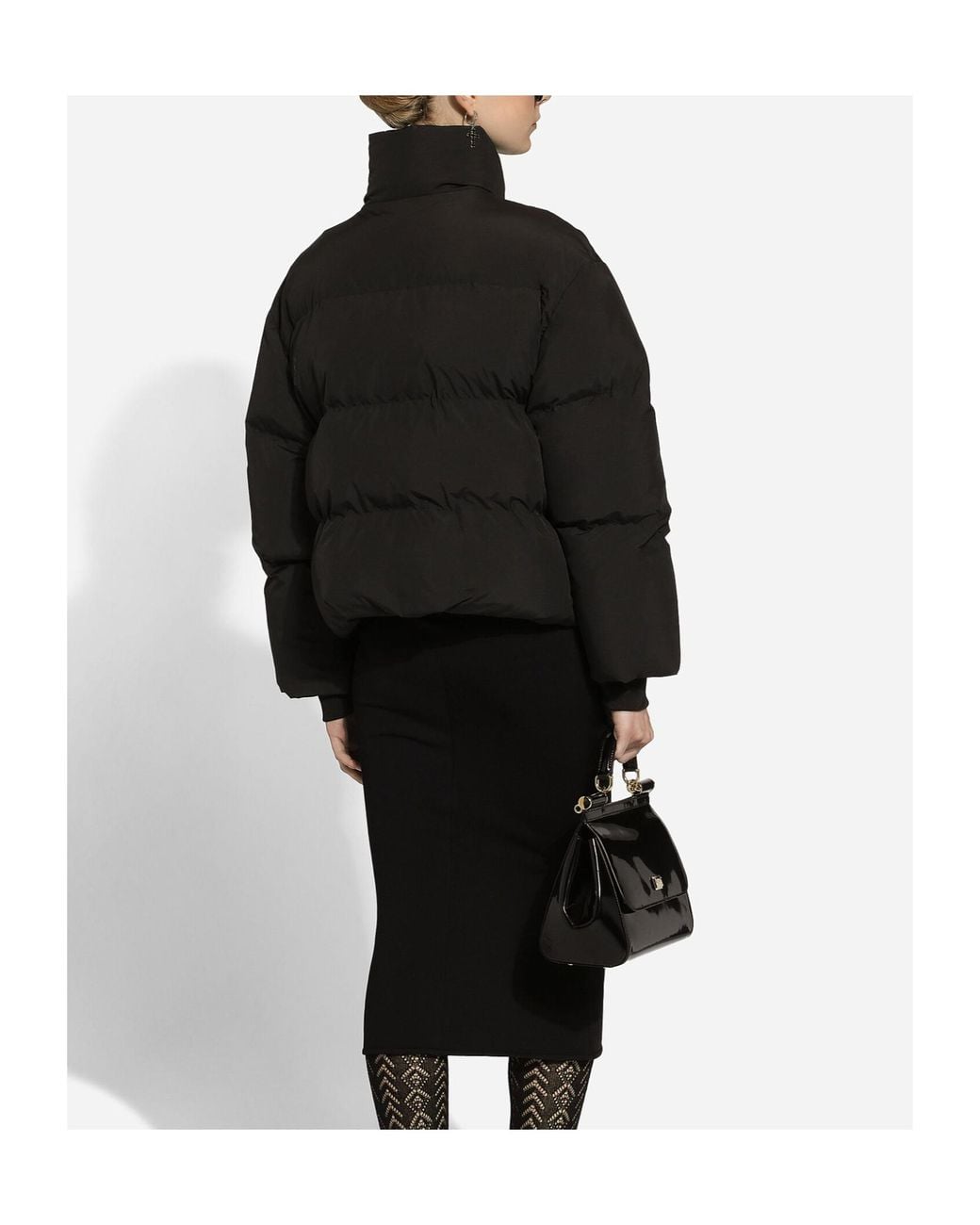 Dolce & Gabbana Black Short Nylon Down Jacket With Branded Tag