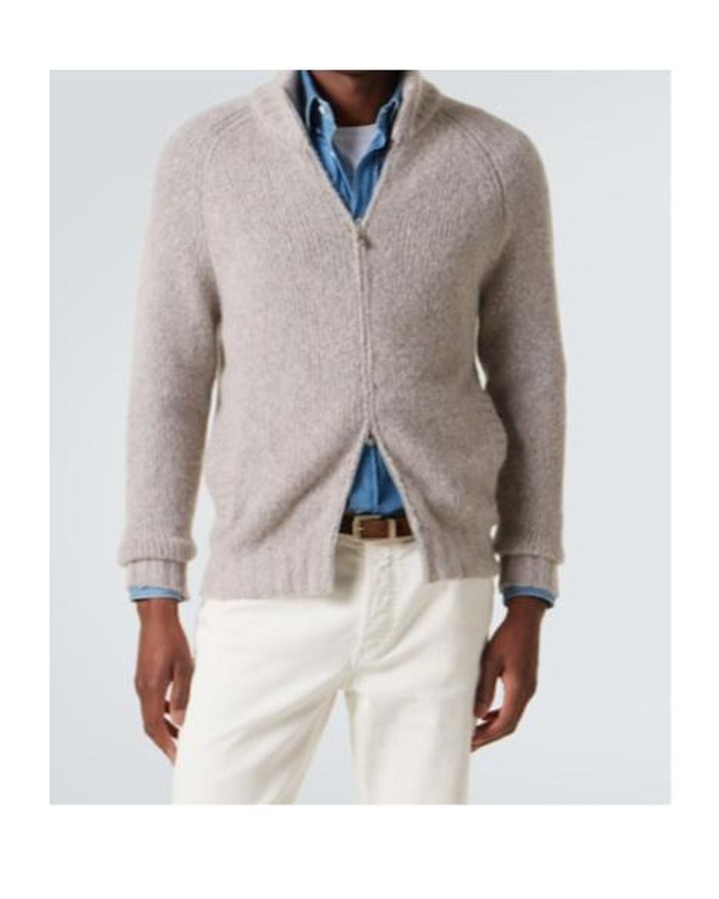 Brunello Cucinelli Gray Cashmere And Silk Cardigan for men