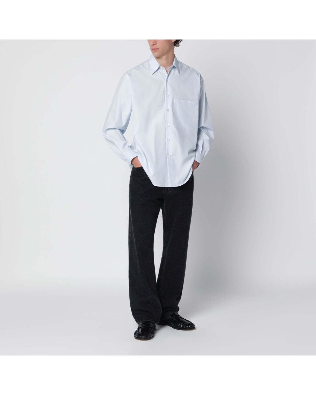 Auralee White Relaxed Long Sleeve Shirt for men