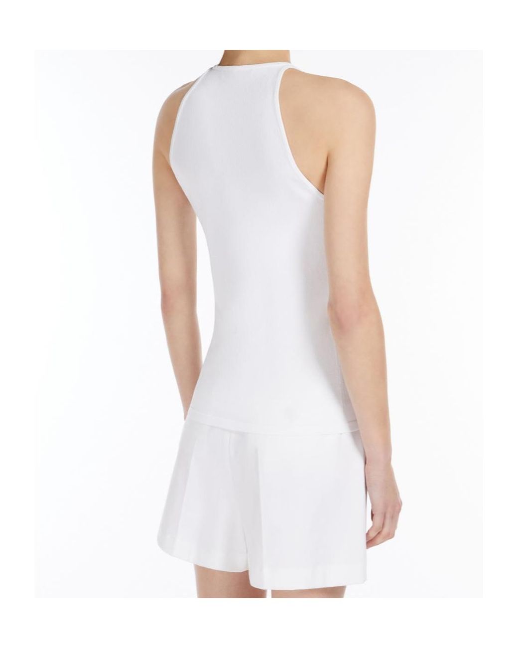 Max Mara White Armida1234 V-Neck Sleeveless Top