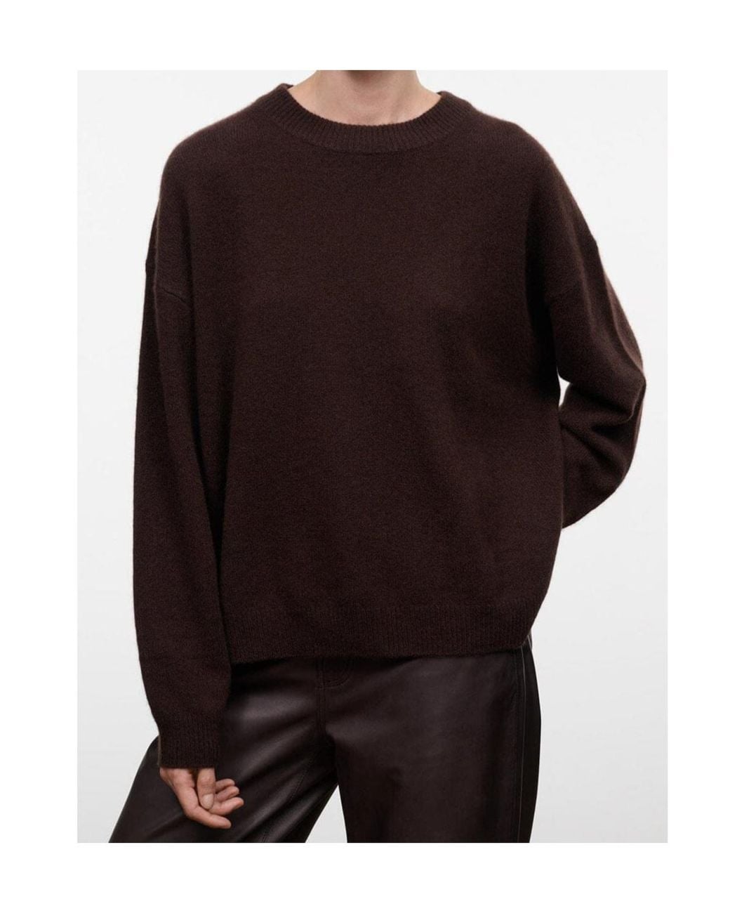 Staud Brown Loose-Fit Cashmere Crew-Neck Sweater