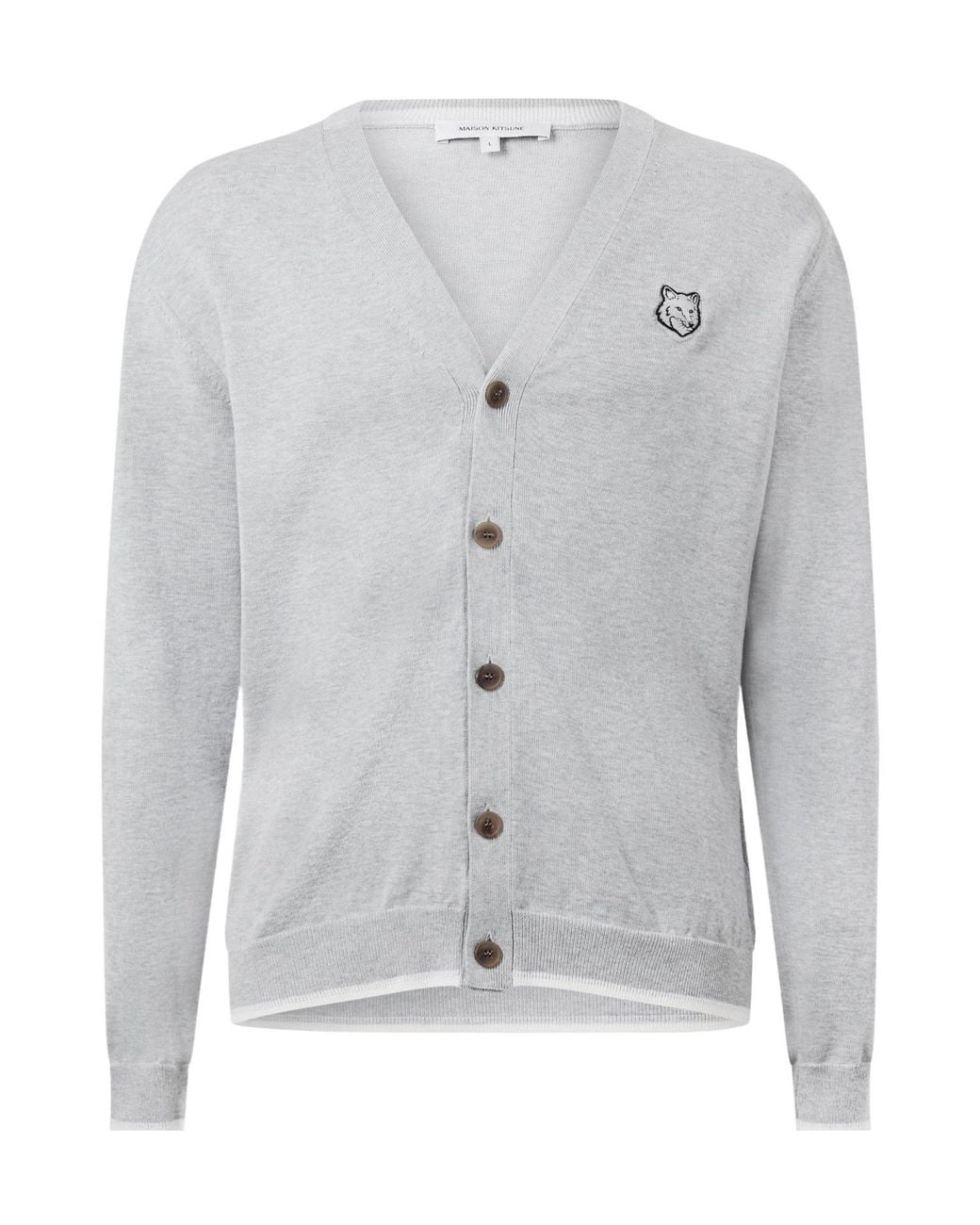 Maison Kitsuné Gray Bold Fox Head Patch Regular Cardigan for men