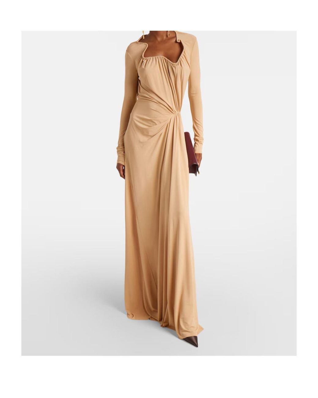 Victoria Beckham Natural Asymmetric Draped Gown