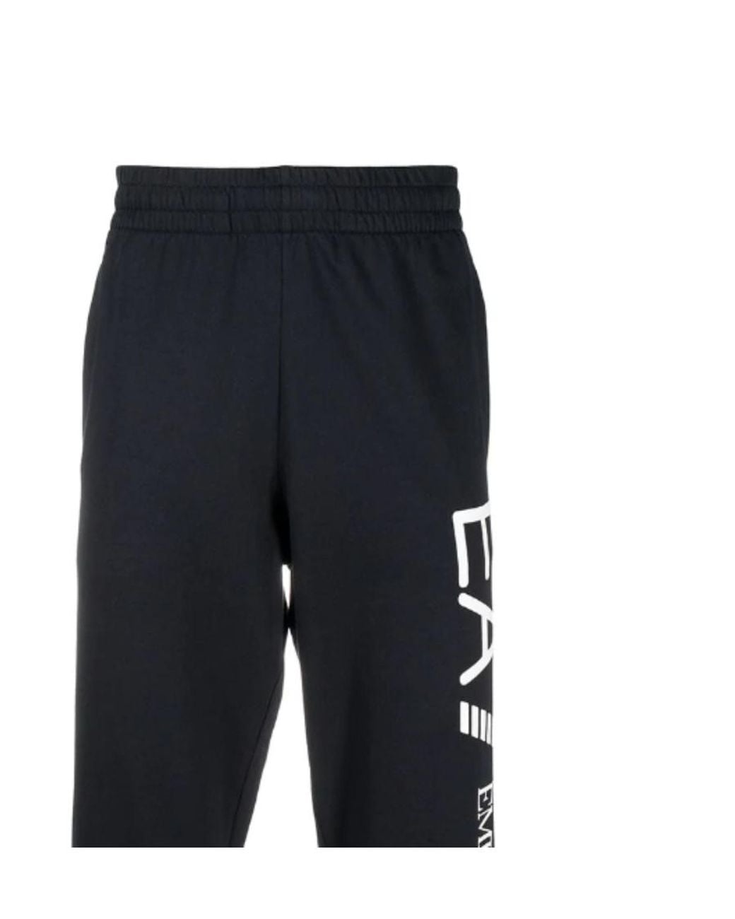 EA7 Blue Logo-Print Cotton Track Trousers for men