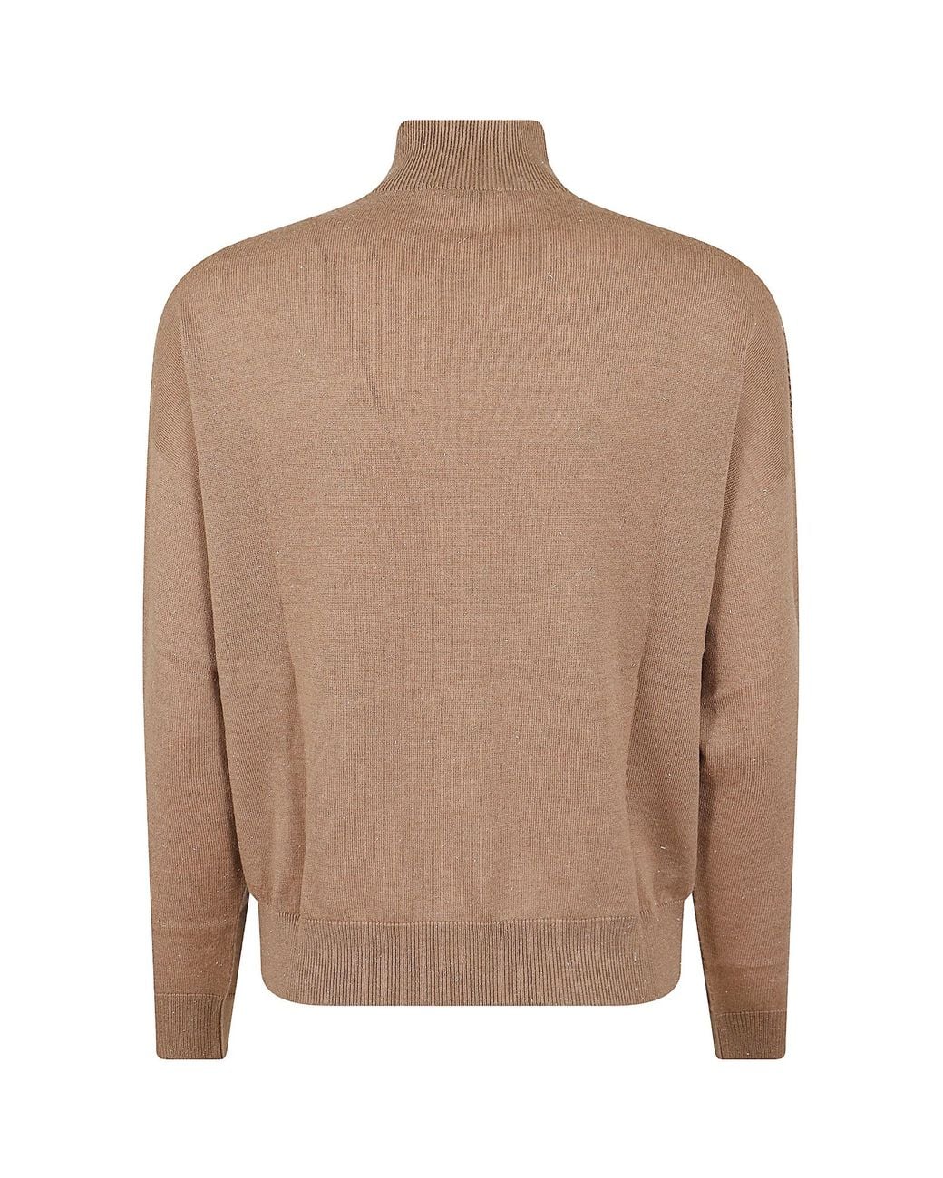 Peserico Brown High-Neck Long Sleeved Jumper