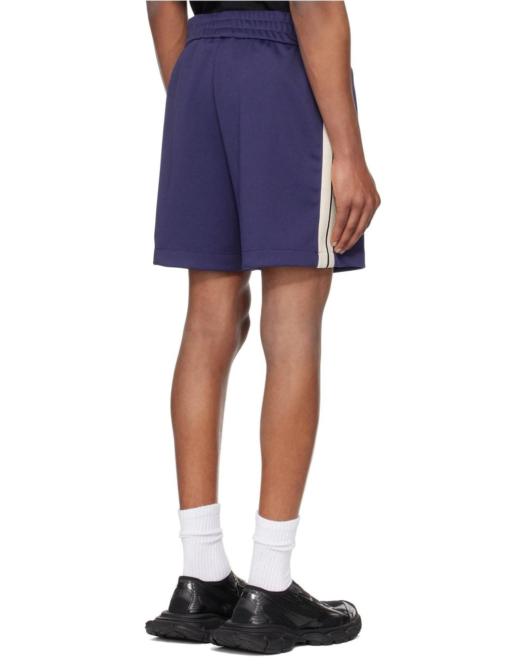 Palm Angels Blue Logo Embroidered Track Shorts for men