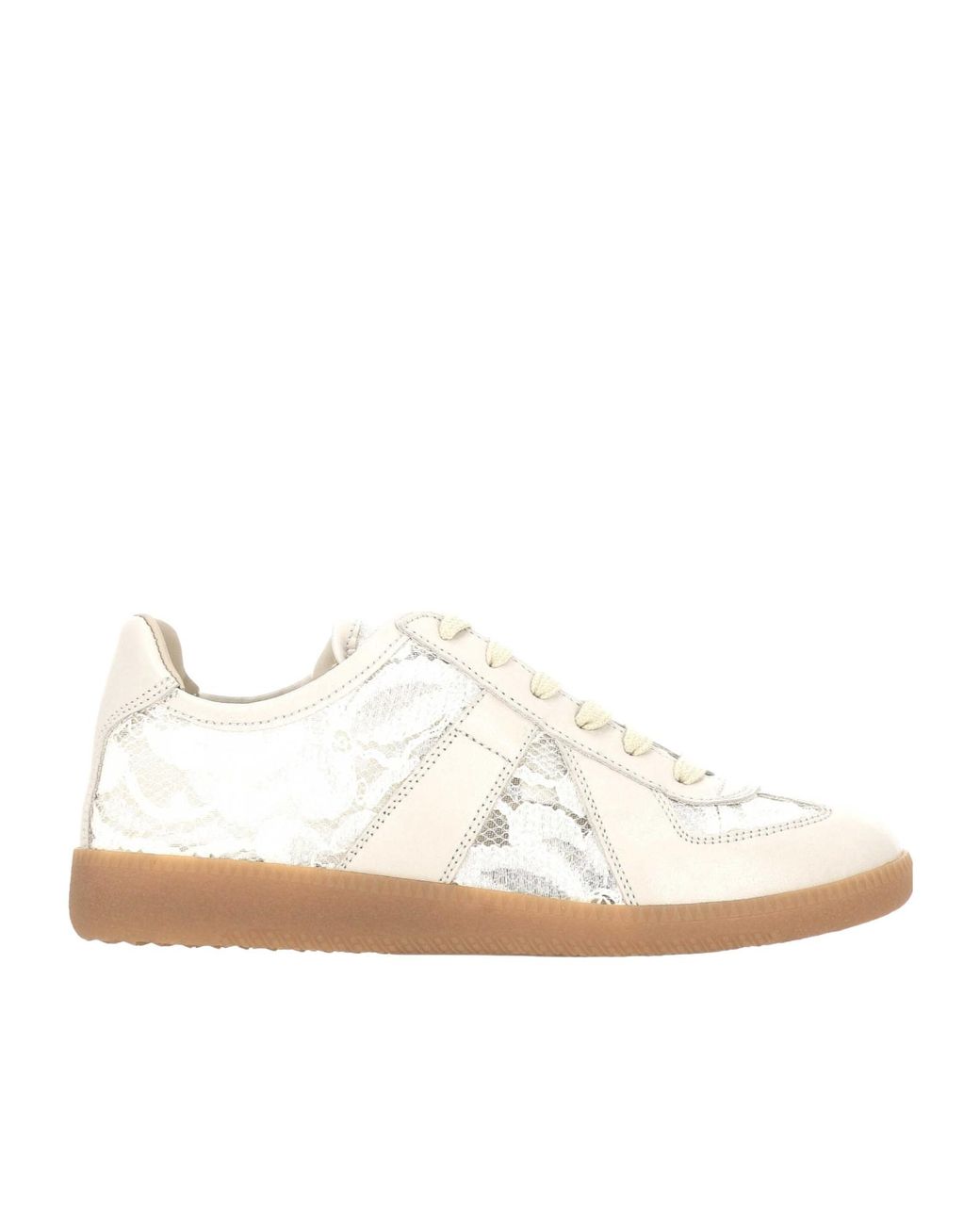 Maison Margiela White Replica Lace-Panel Sneakers
