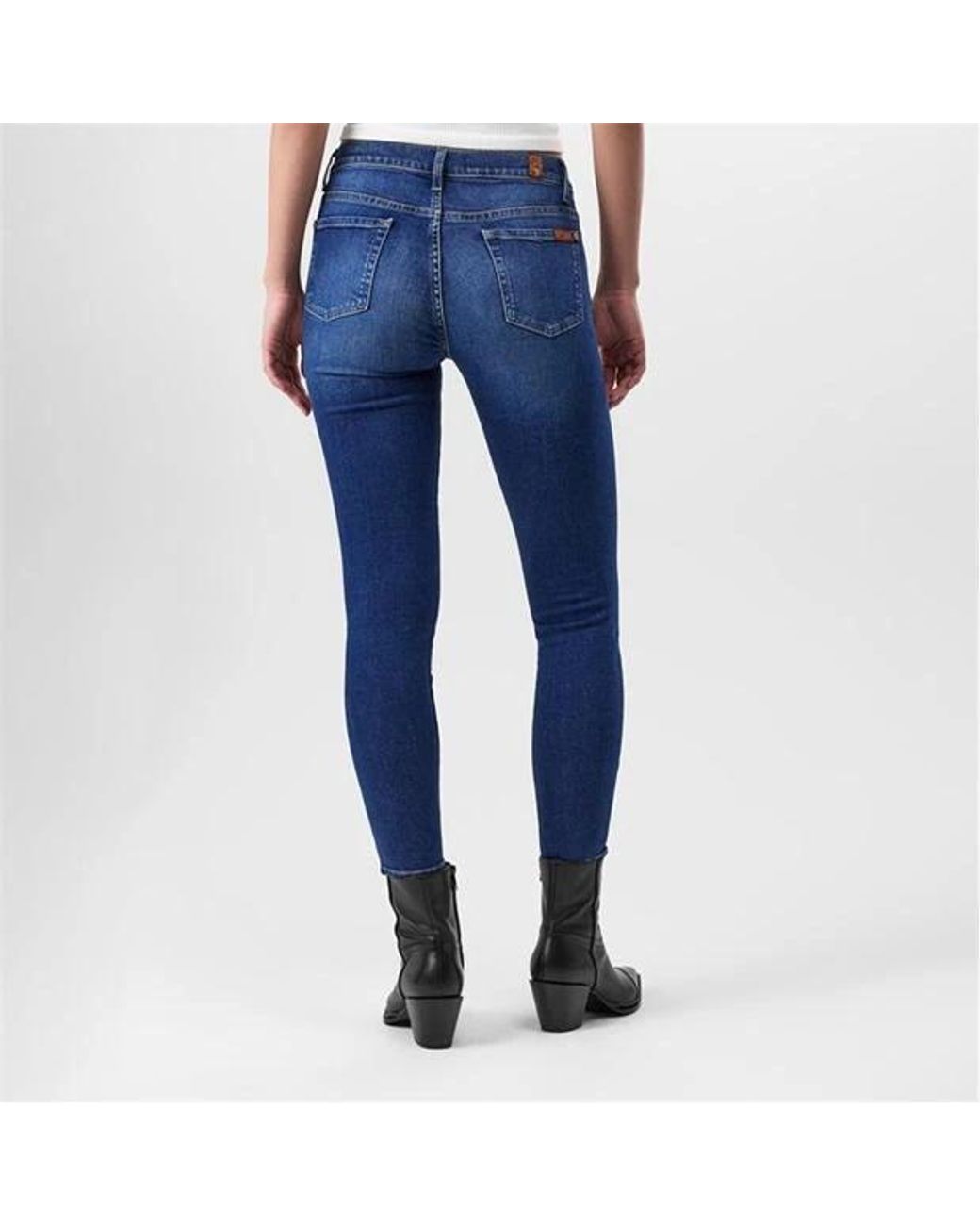7 For All Mankind Blue High Waist Skinny Crop Jeans