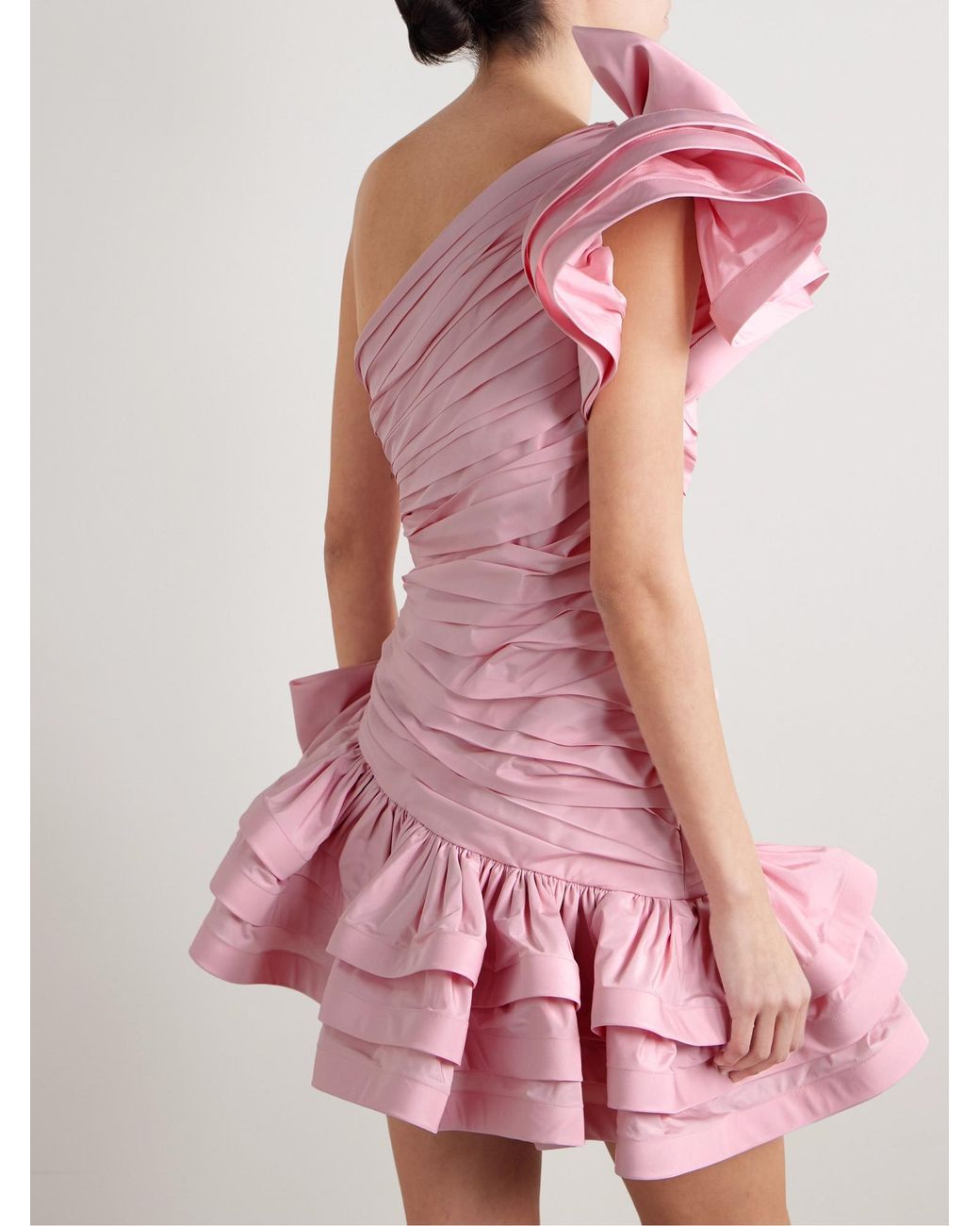 Alessandra Rich Pink Ruched Taffeta Mini Dress