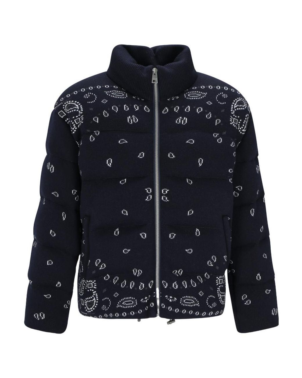 Alanui Blue Paisley Printed Zipped Padded Jacket for men