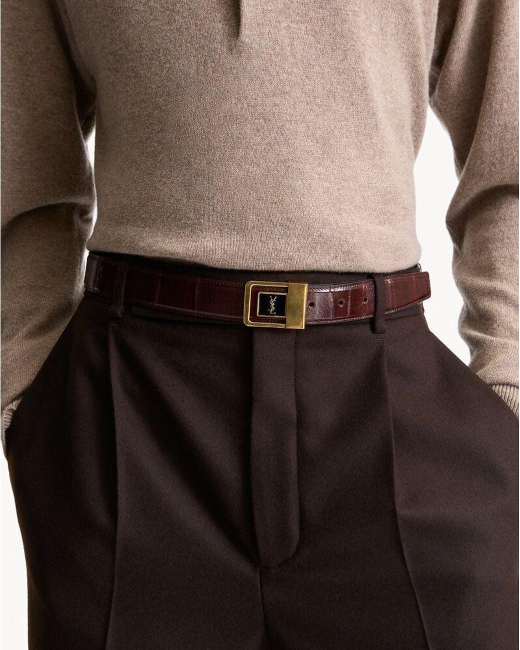 Saint Laurent White La 66 Belt for men